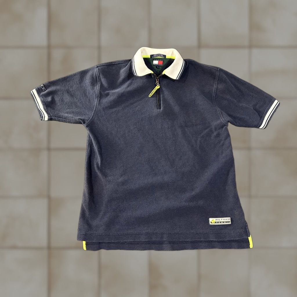 Tommy Hilfiger Tommy Hilfiger Tennis Polo Shirt Mens L Navy 1/4 Zip Cotton Golf/Tennis Style Shirt Mens Size US L / EU 52-54 / 3 - 1 Thumbnail