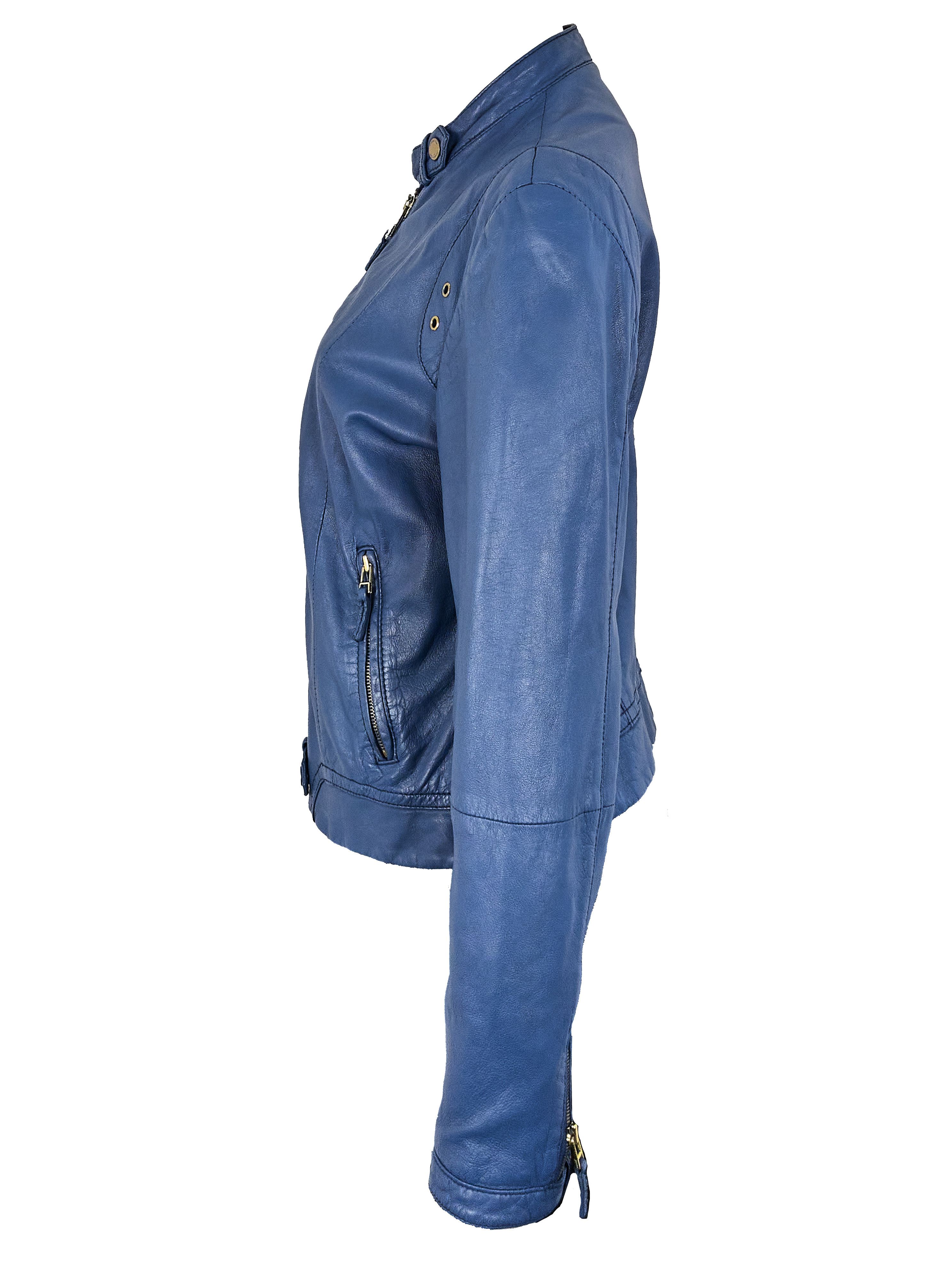 Massimo Dutti Massimo Dutti women's blue leather jacket Size L / US 10 / IT 46 - 6 Thumbnail
