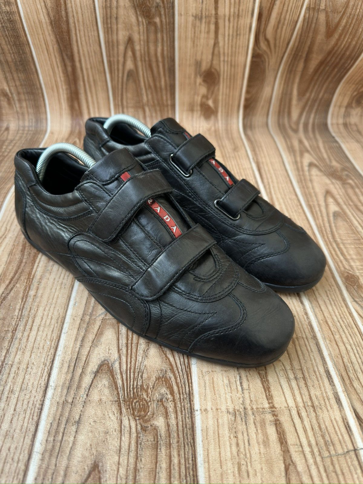 Pre-owned Prada Vintage  Monte Carlo Velcro Low Top Sneakers Gorpcore In Black