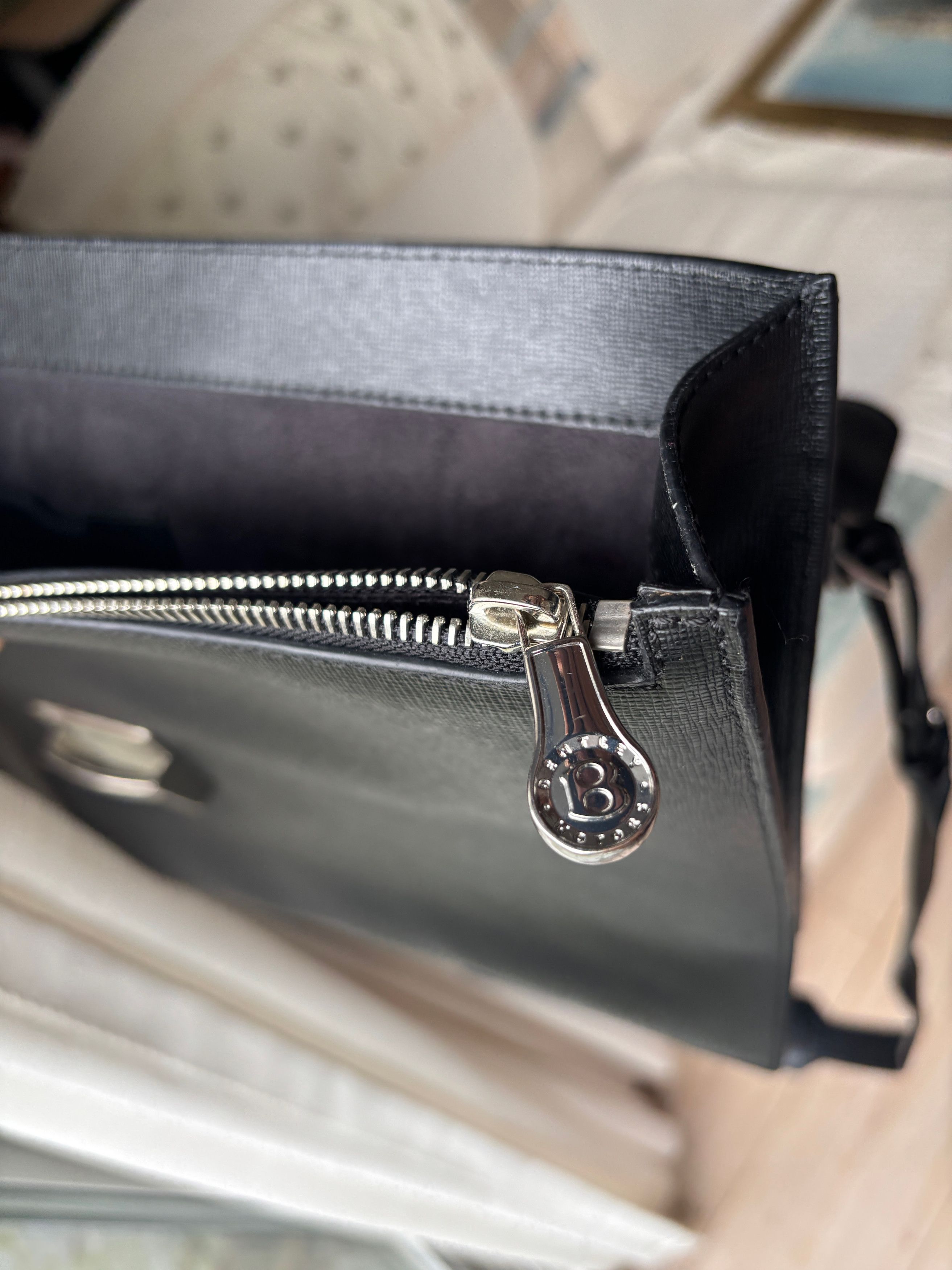 Bentley $925 Black Saffiano Leather Briefcase Attache | Silver Logo Size ONE SIZE - 11 Thumbnail
