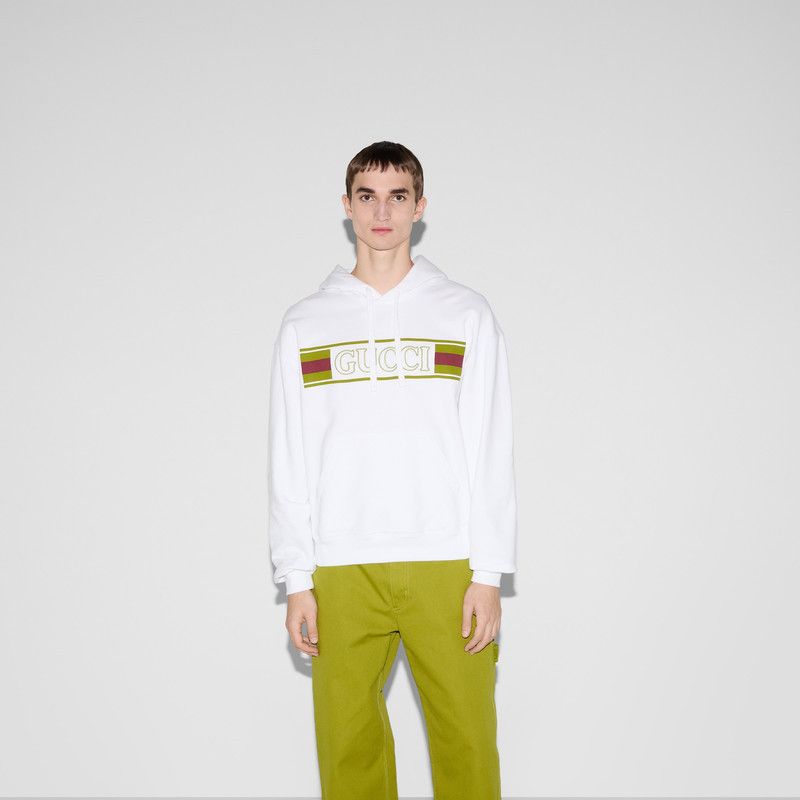 Gucci oc11z0226 Embroidered Cotton Hooded Sweatshirt in White Size US XXL / EU 58 / 5 - 3 Thumbnail