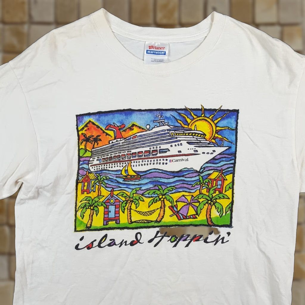 Hanes VINTAGE Hanes Men's T-Shirt Small Summer Beach 90s Retro Tropicana Island Cruise Boat Ship White Size US S / EU 44-46 / 1 - 1 Thumbnail