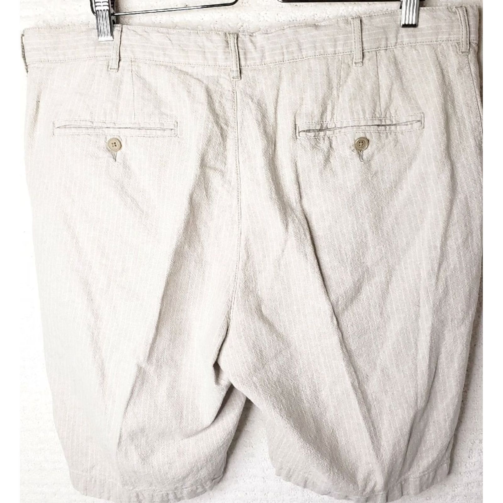 Jos. A. Bank Jos A Bank Shorts Mens 38x10 Tan Striped Linen 55% Cotton 45% Blend Breathable Chino Size US 38 / EU 54 - 4 Thumbnail