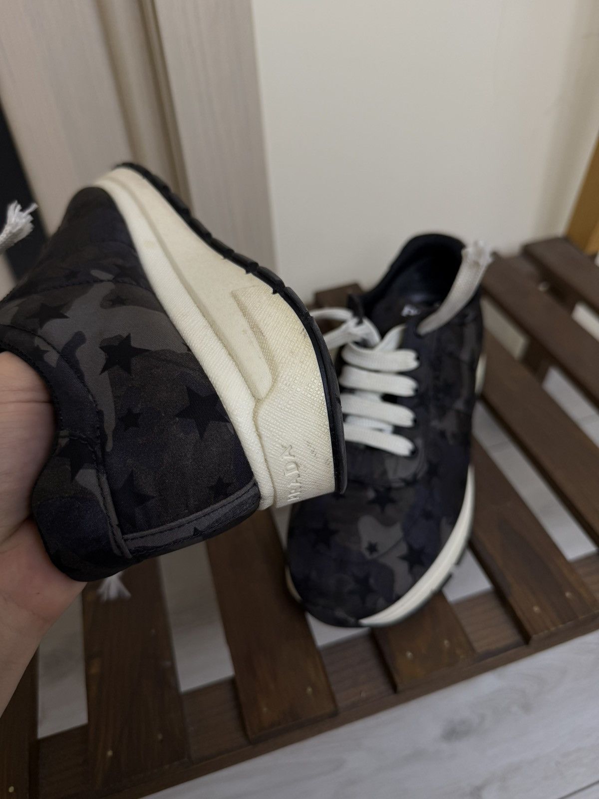 Prada Prada Nylon Camouflage Star Print Low-Top Sneakers shoes Size US 9 / IT 39 - 24 Thumbnail