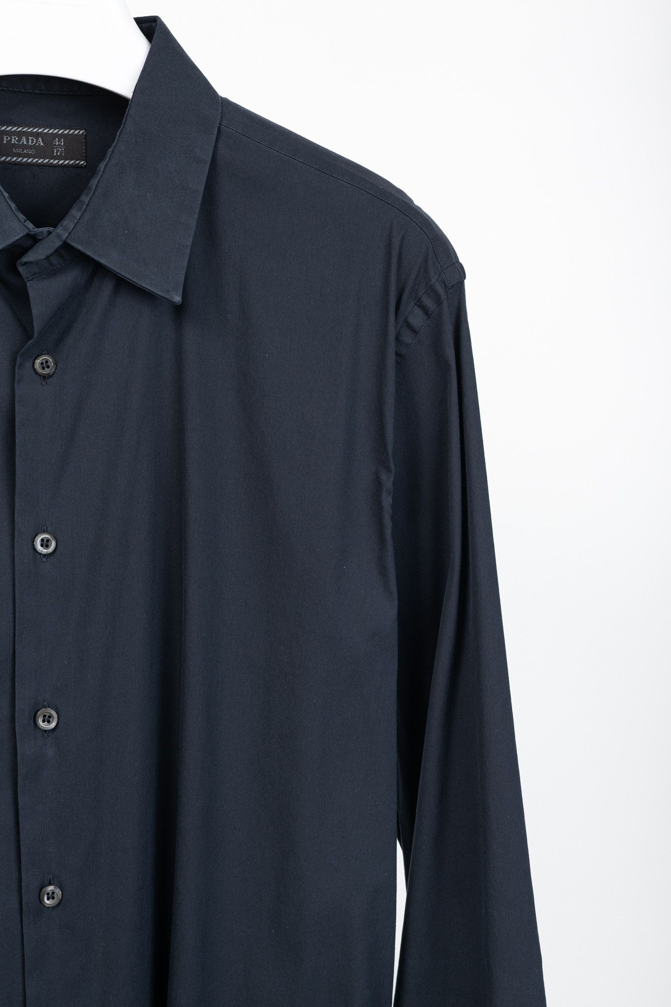 Prada Prada Navy Cotton-Poplin Buttoned Shirt Size US XL / EU 56 / 4 - 5 Thumbnail