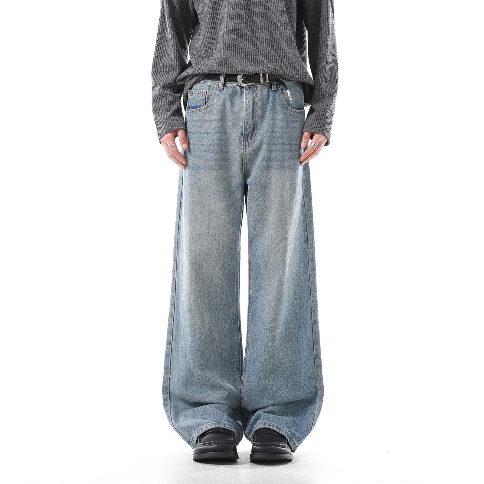 Jean Black Distressed Baggy Wide Leg Jeans, Barrel Leg Jeans Size US 32 / EU 48 - 3 Thumbnail