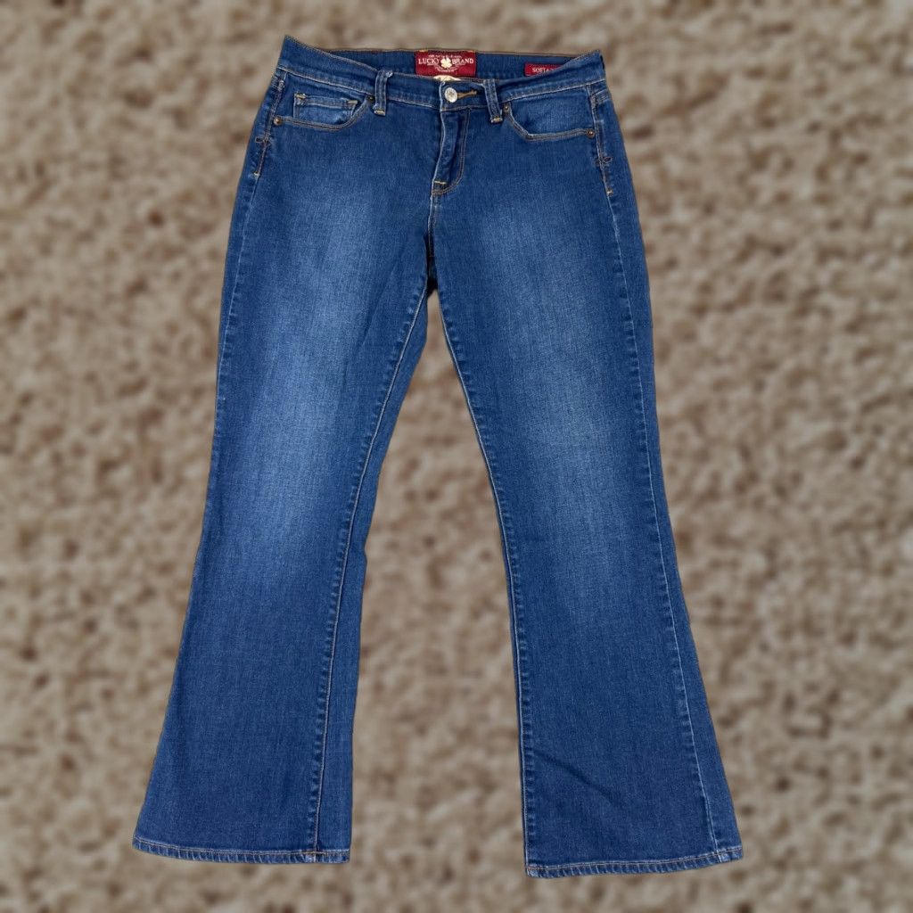 Lucky Brand Lucky Brand Jeans Womens 8 Blue Denim Sofia Ankle 5-Pocket Cotton Blend Leather Zipper Button Size 30" / US 8 / IT 44 - 1 Thumbnail