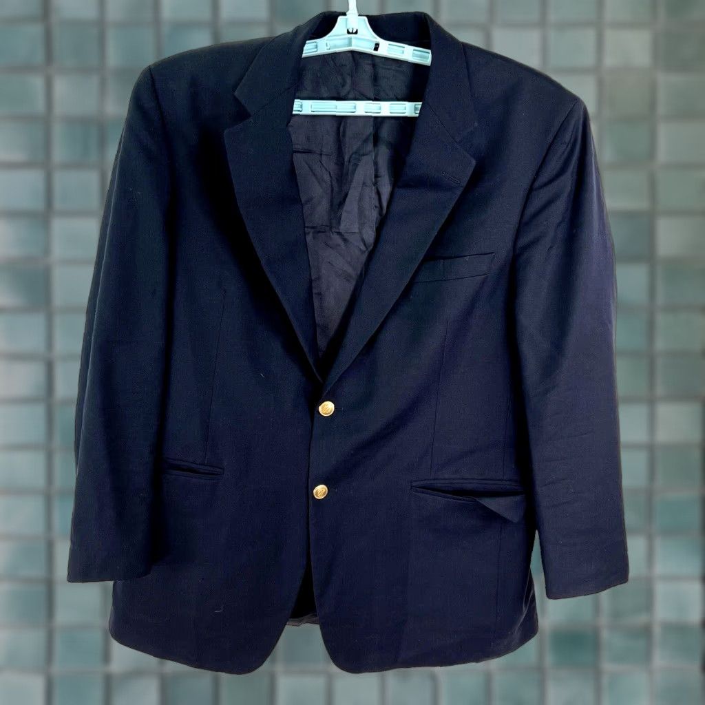 Brooks Brothers Brooks Brothers Blue Wool Blazer Jacket Single-Breasted Notch 2-Button 42R Mens Suit Coat Size 42R - 1 Thumbnail