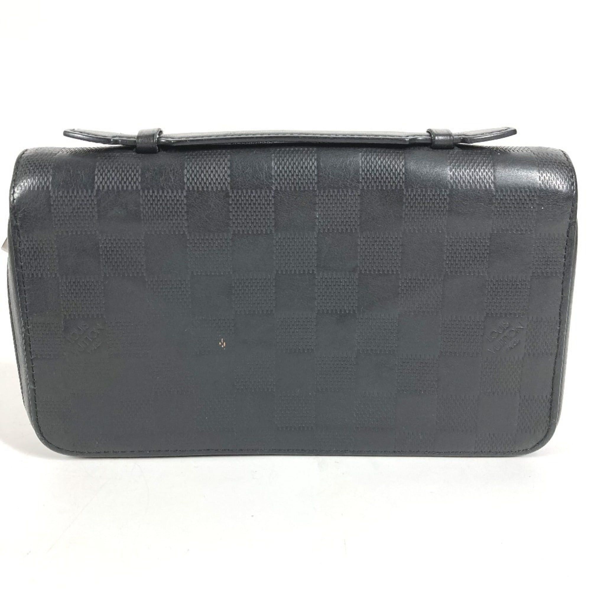 Louis Vuitton LOUIS VUITTON N61254 Damier Infini Zippy XL Long Wallet, Round Zipper, Leather, Men's and Women's, Black Size ONE SIZE - 1 Thumbnail