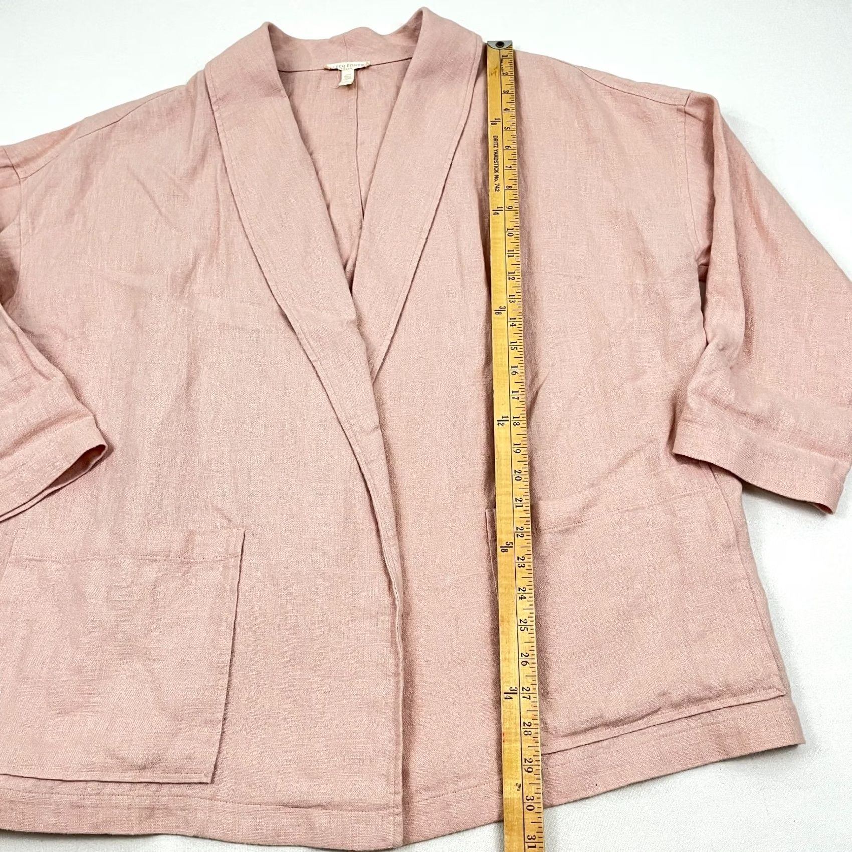 Eileen Fisher Eileen Fisher Jacket Womens 2X Pink Organic Linen Open Front Lagenlook Coastal Jacket Size XXL / US 16-18 / IT 52-54 - 5 Thumbnail