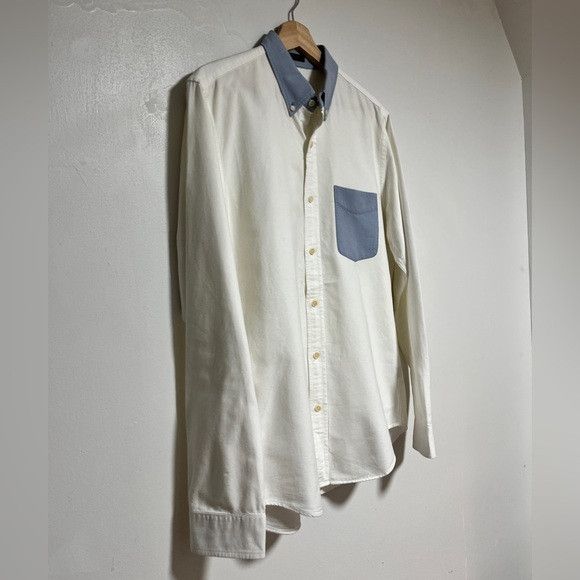 J.Crew J.Crew Slim Fit Oxford Shirt – White w/ Blue Collar – Size M Size US M / EU 48-50 / 2 - 9 Thumbnail
