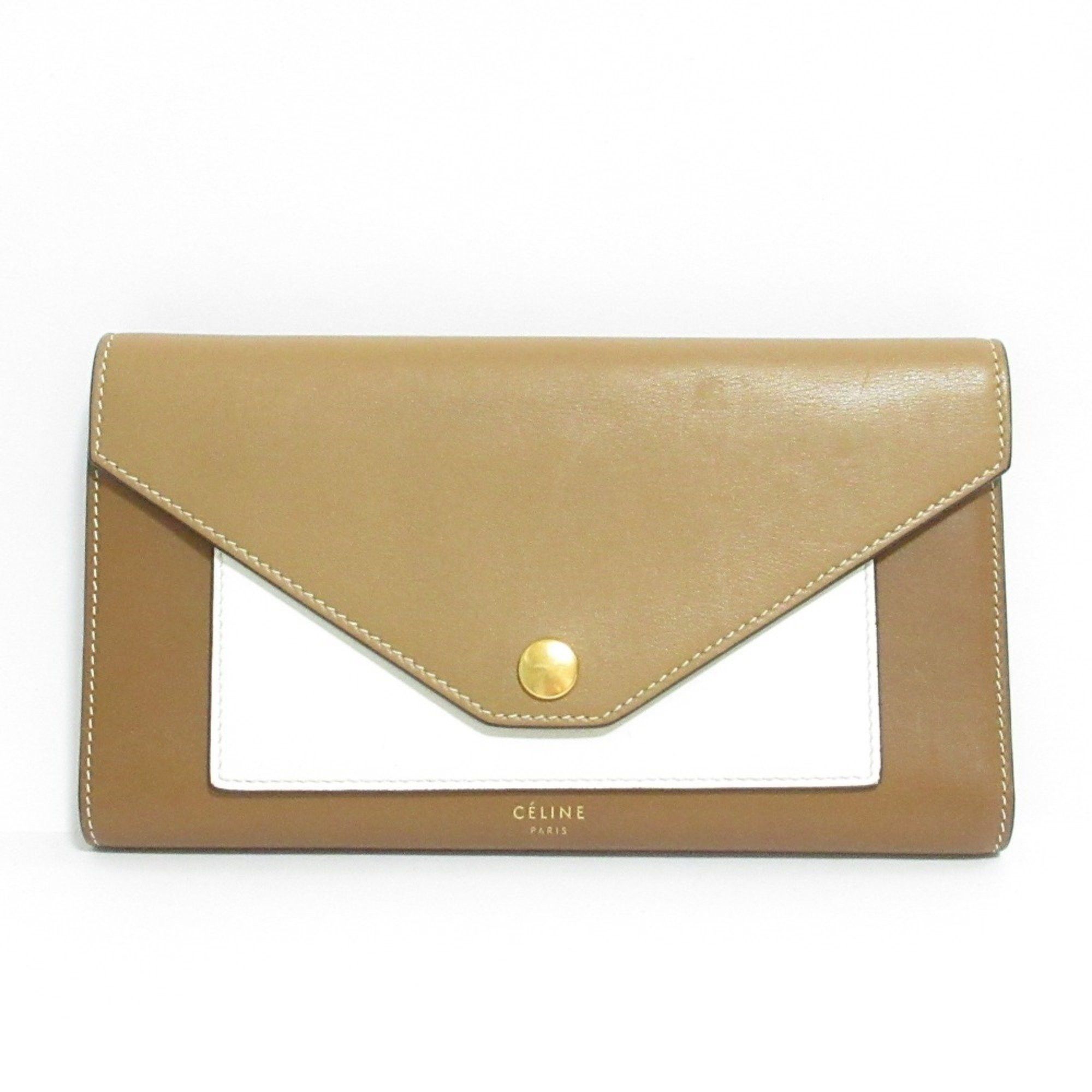 CELINE Phoebe Tri-Folded Long Wallet, Camel, Women's