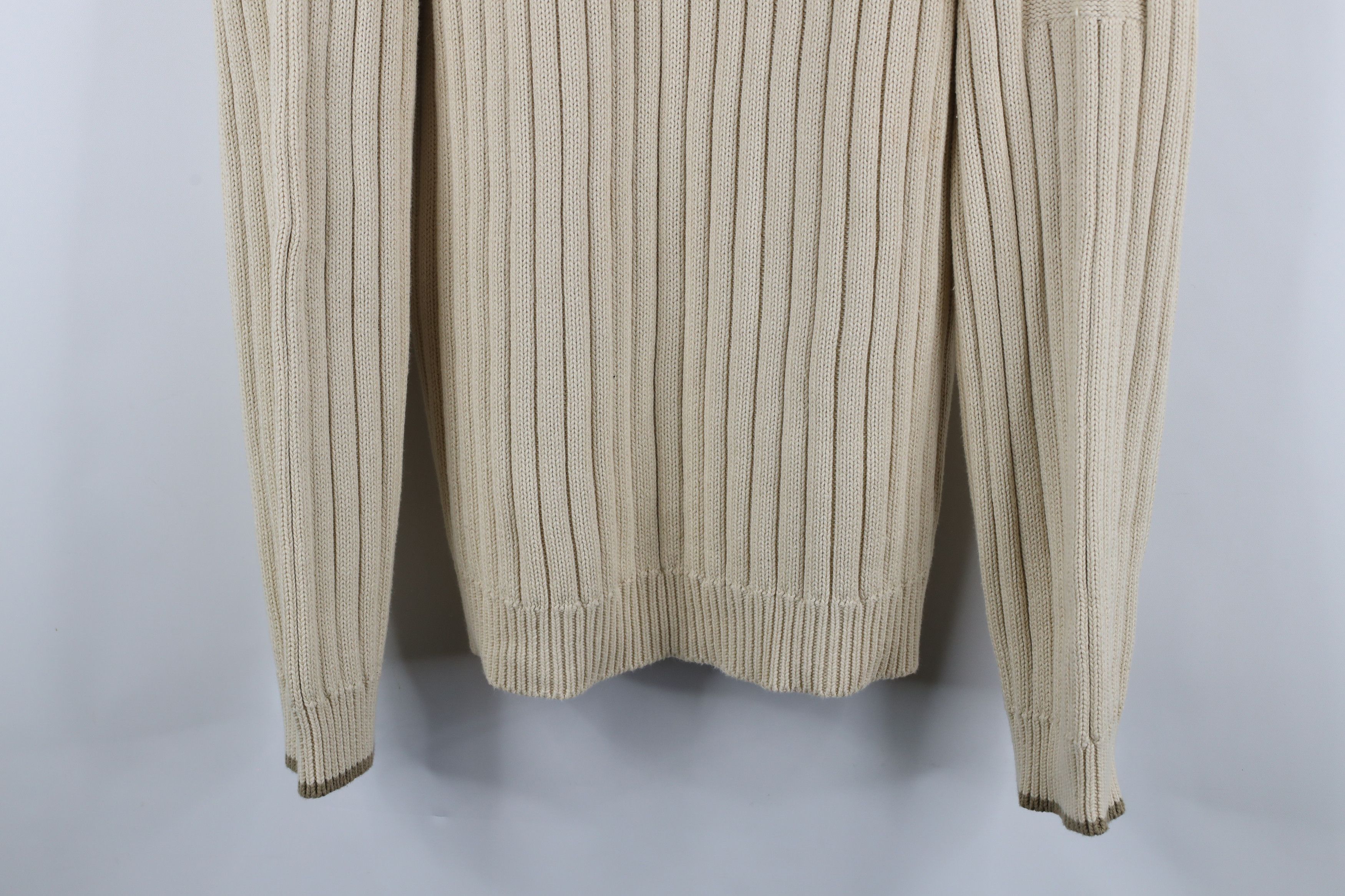Timberland × Vintage Vintage Timberland Ribbed Knit Crewneck Sweater Beige Cotton Size US XL / EU 56 / 4 - 3 Thumbnail