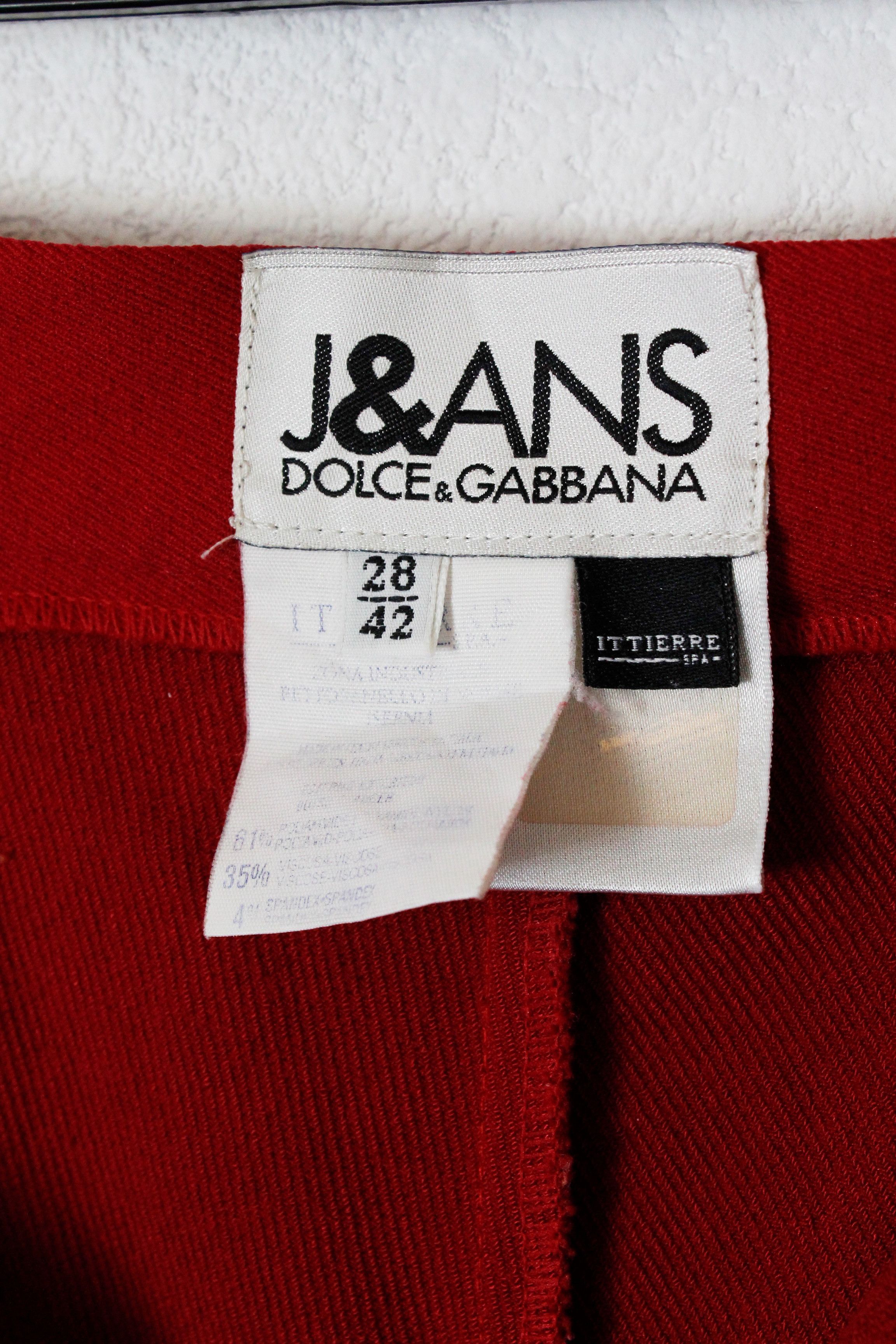 Dolce & Gabbana × Vintage Womens Vintage Dolce & Gabbana Red Moto Biker Leggings Pants Size 28" / US 6 / IT 42 - 8 Thumbnail