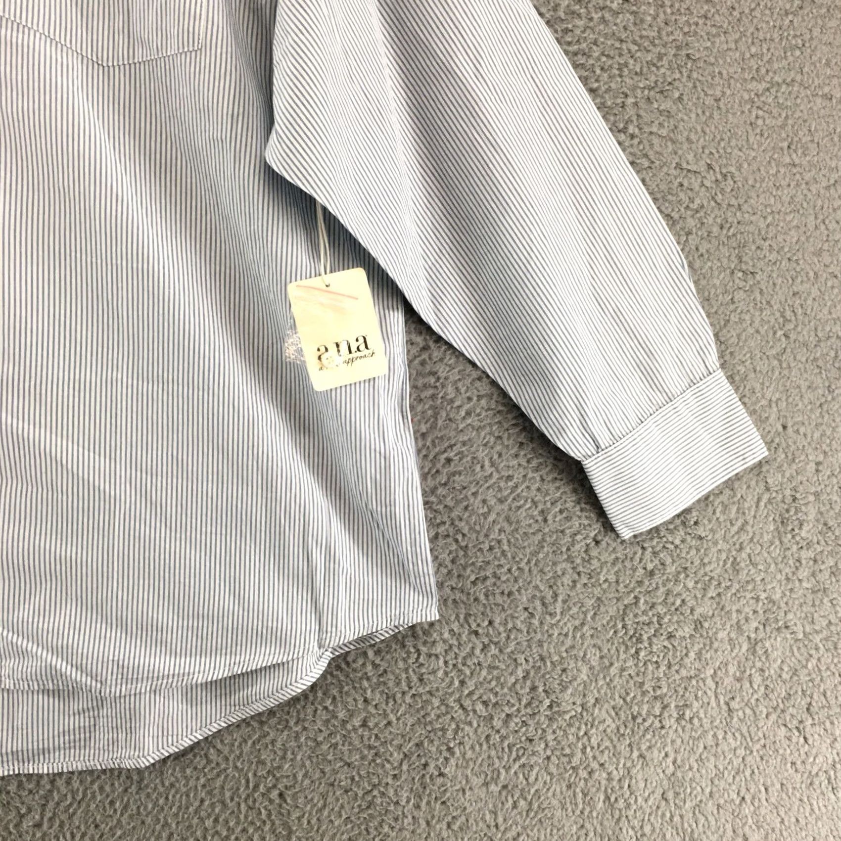 Vintage ANA A New Approach Shirt Womens L Blue Striped Long Sleeve Button Up NWT Size L / US 10 / IT 46 - 3 Thumbnail