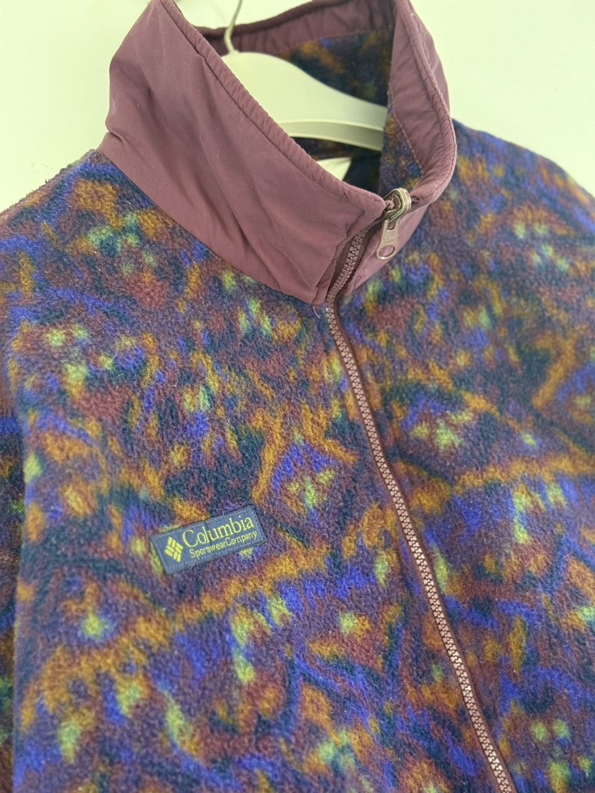 Columbia 🔥 90's Multi-Coloured GEOMETRIC Columbia Fleece Sweat Jacket Size US L / EU 52-54 / 3 - 4 Thumbnail