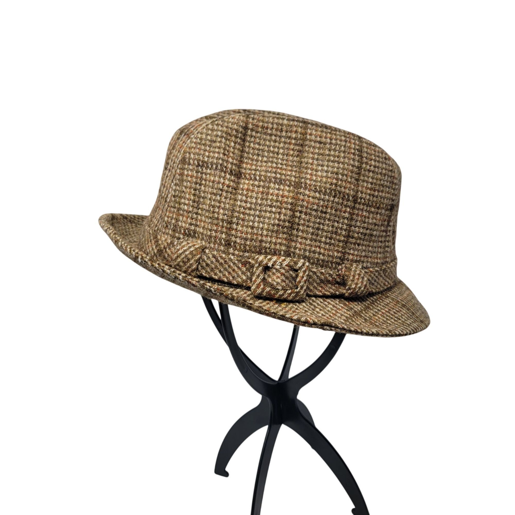 Stetson Vtg Stetson Plaid Tweed Wool Plaid Fedora Hat Sz 7 3/8 Beige Size ONE SIZE - 5 Thumbnail