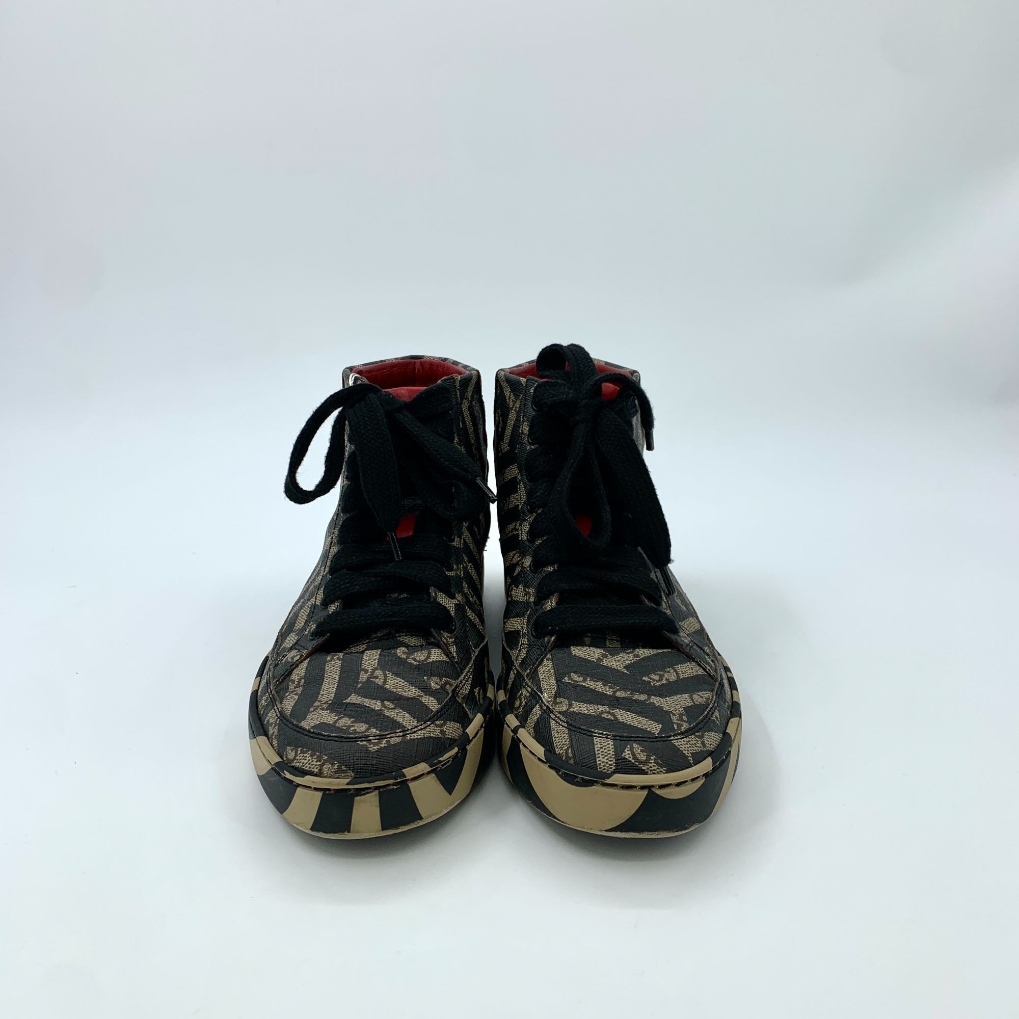 Gucci Gucci 6.5 / 40.5 Brown Logo Letter Line High Top Lace-Up Sne Size US 7.5 / EU 40-41 - 6 Thumbnail