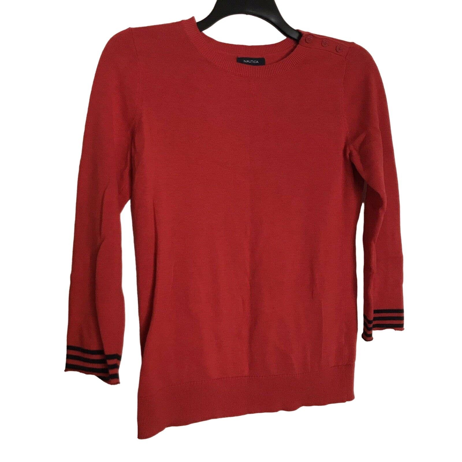 Nautica Nautica Red Sweater With Blue Stripes On Cuffs - Size Small Size S / US 4 / IT 40 - 1 Thumbnail