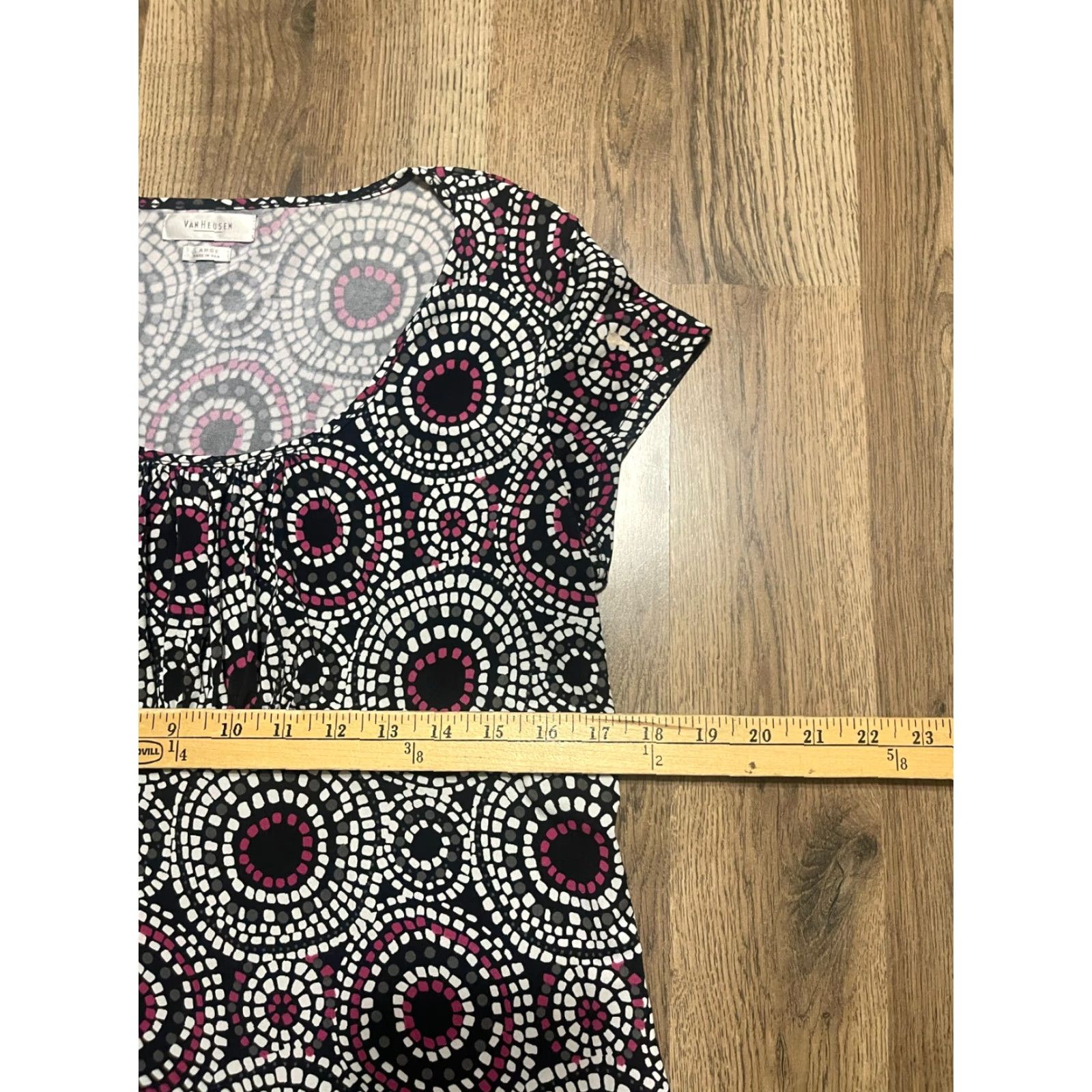 Van Heusen Van Heusen Shirt Women's Large Black White Purple Geo Short Sleeve Size L / US 10 / IT 46 - 3 Thumbnail
