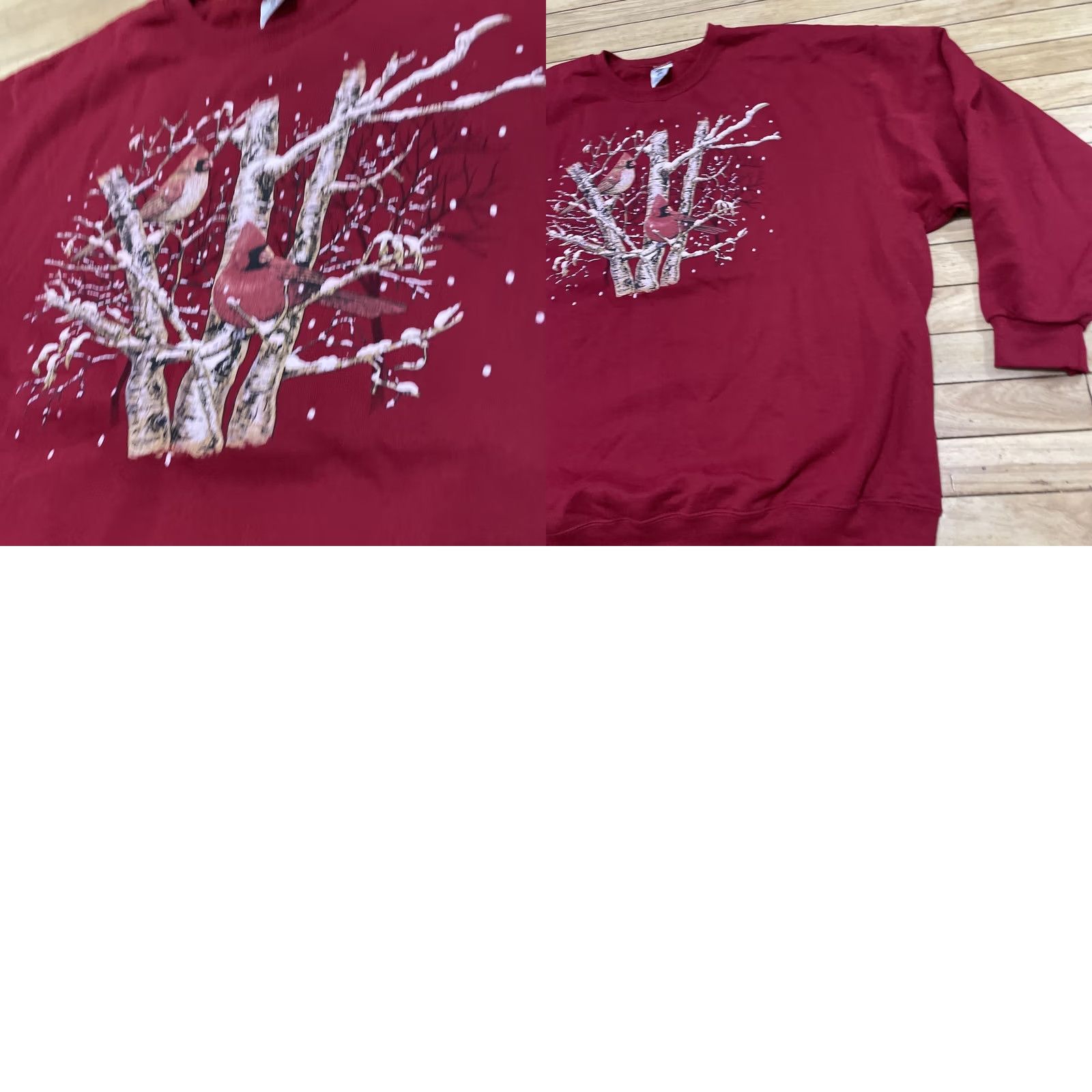 Jerzees JERZEES Sweater Unisex Adults 3X Red Cardinal Forest Nature Fleece Pullover Crew Neck Long Sleeve Graphic Print Red Sweatshirt Size US XXL / EU 58 / 5 - 10 Thumbnail