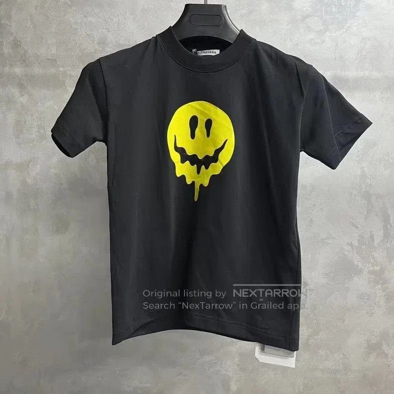 Balenciaga Black Melted Smile Print T-shirt.
