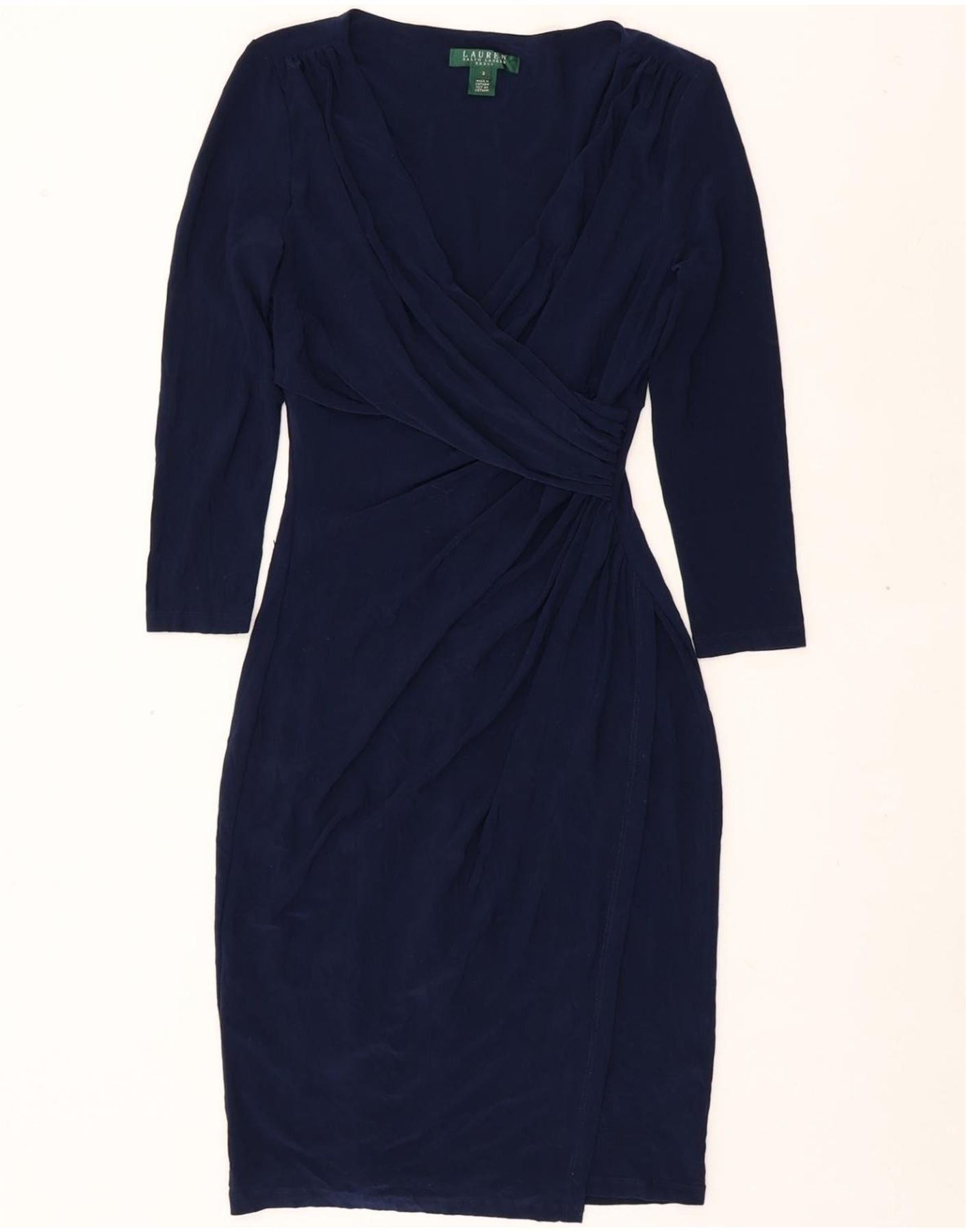 Ralph Lauren Womens 3/4 Sleeve Bodycon Dress US 2 XS Navy Blue Size XXS / US 00 / IT 34 - 1 Thumbnail