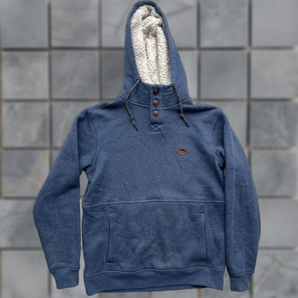 Billabong Billabong Hoodie Shirt Mens S Blue Solid Henley Pocket Surf Winter Warm Size US S / EU 44-46 / 1 - 1 Thumbnail