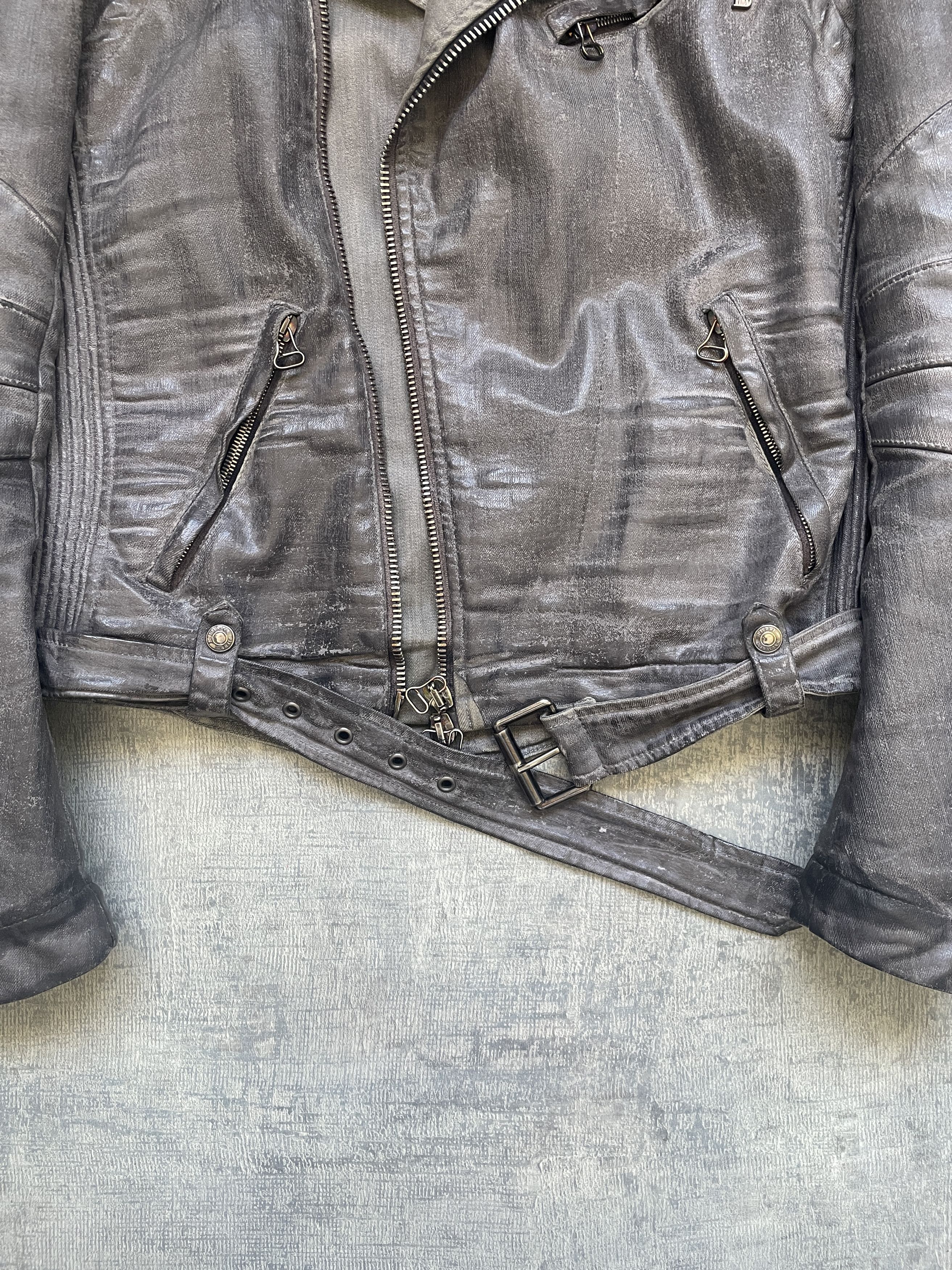 Balmain Balmain AW12 Trompe-L'Oeil Waxed Biker Jacket Size US M / EU 48-50 / 2 - 8 Thumbnail