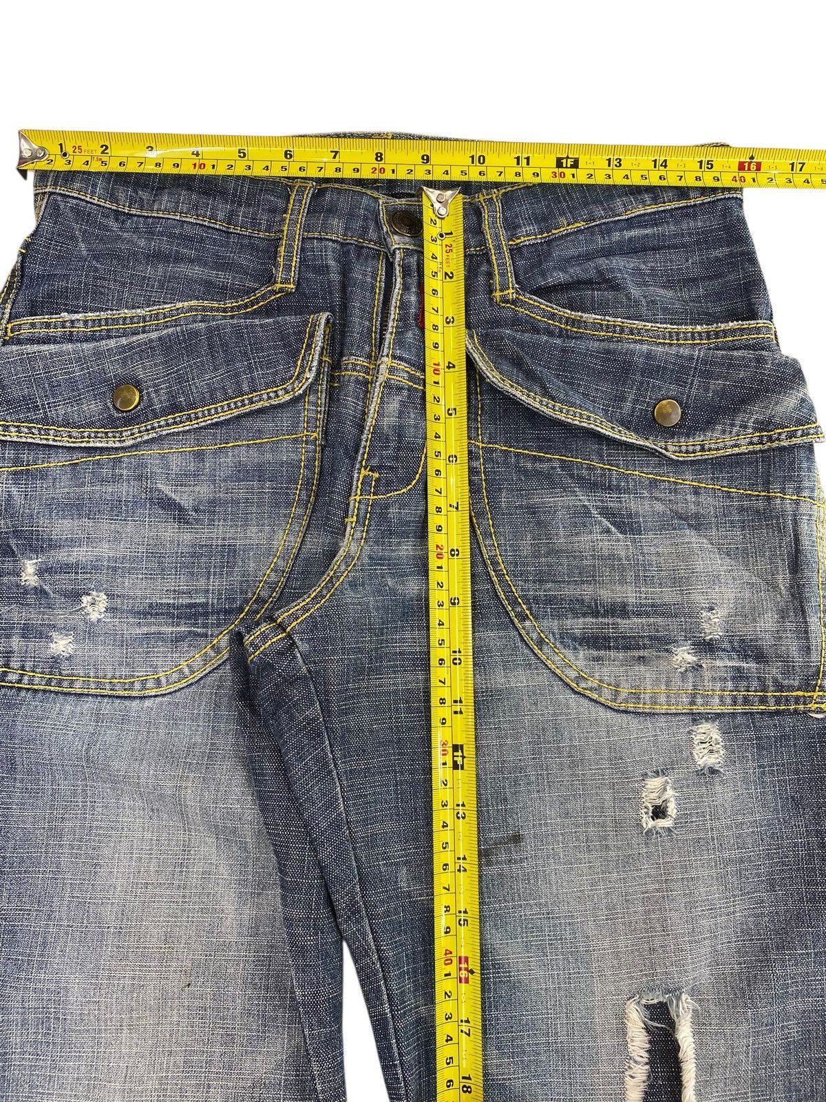 Japanese Brand Monsteat Distressed Flap Pocket Blue Jeans Size US 31 - 6 Thumbnail