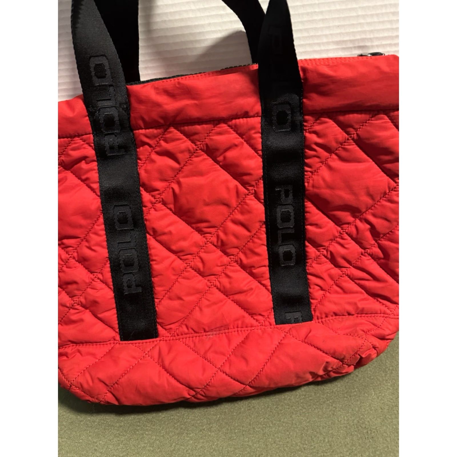 Polo Ralph Lauren Polo Ralph Lauren Red Quilted Puffer Tote Bag – Logo Webbed Straps Size ONE SIZE - 3 Thumbnail