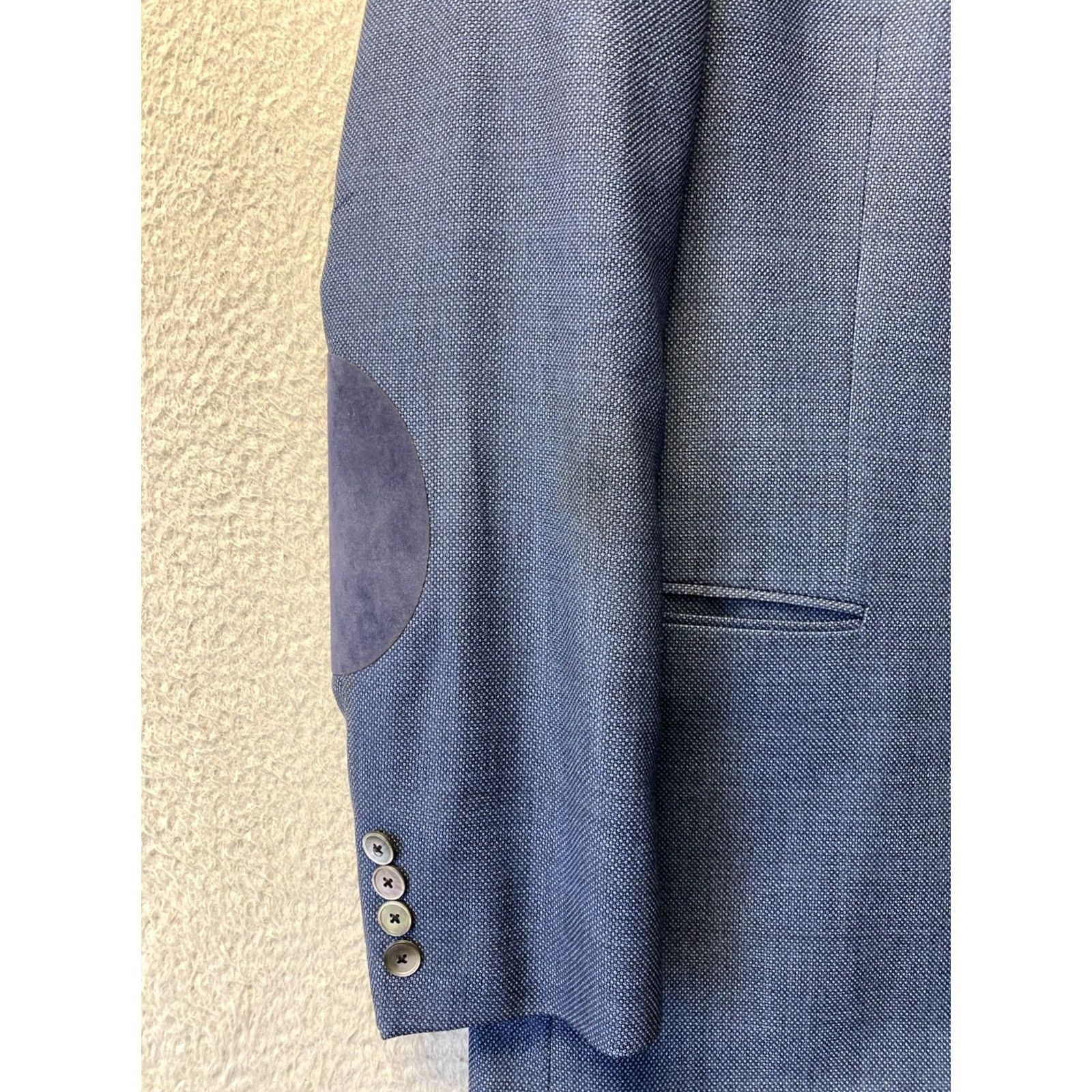 Hugo Boss HUGO BOSS Blazer Suit Jacket Mens 44R Blue Wool /0730 Adult Regular Slim 2-Button Single-Breasted Formal Travel Wedding Party/Cocktail Business Mens Size 44R - 6 Thumbnail