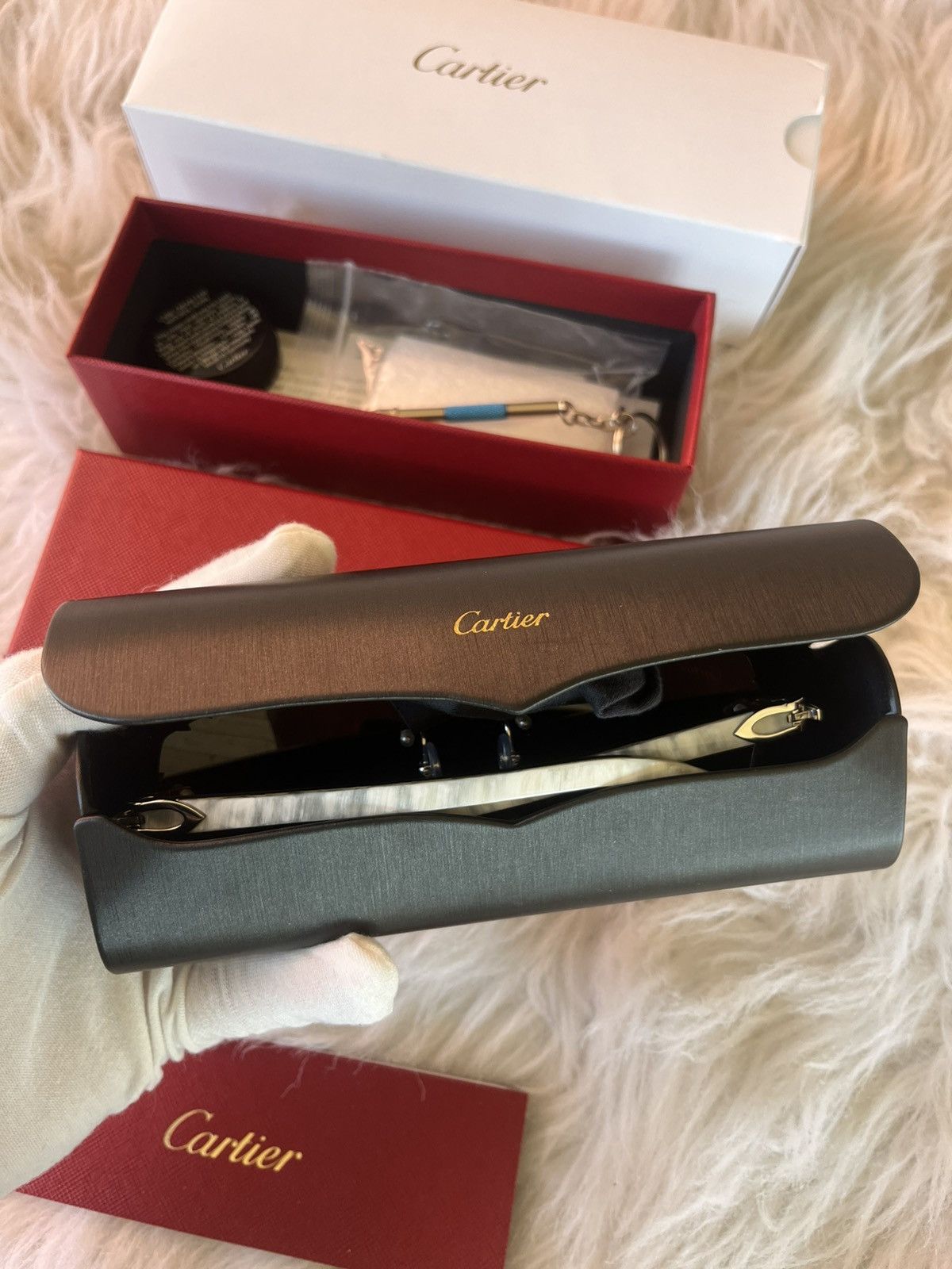 Cartier Cartier Buffalo Horn Platinum Diamond Cut Frames Sunglasses Size ONE SIZE - 9 Thumbnail