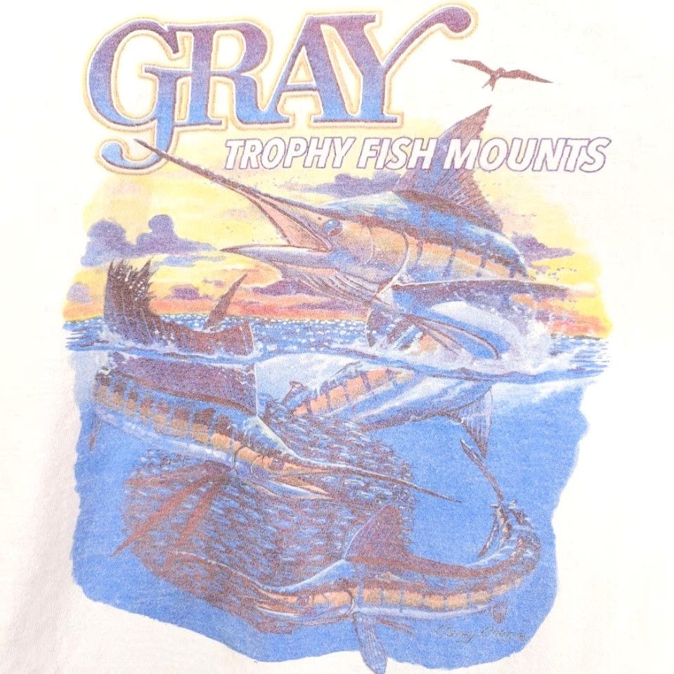 Gildan Sportfishing T Shirt Mens Size 2XL White Blue Marlin Sailfish Fish Mounts Gildan T-Shirt Size US XXL / EU 58 / 5 - 5 Thumbnail