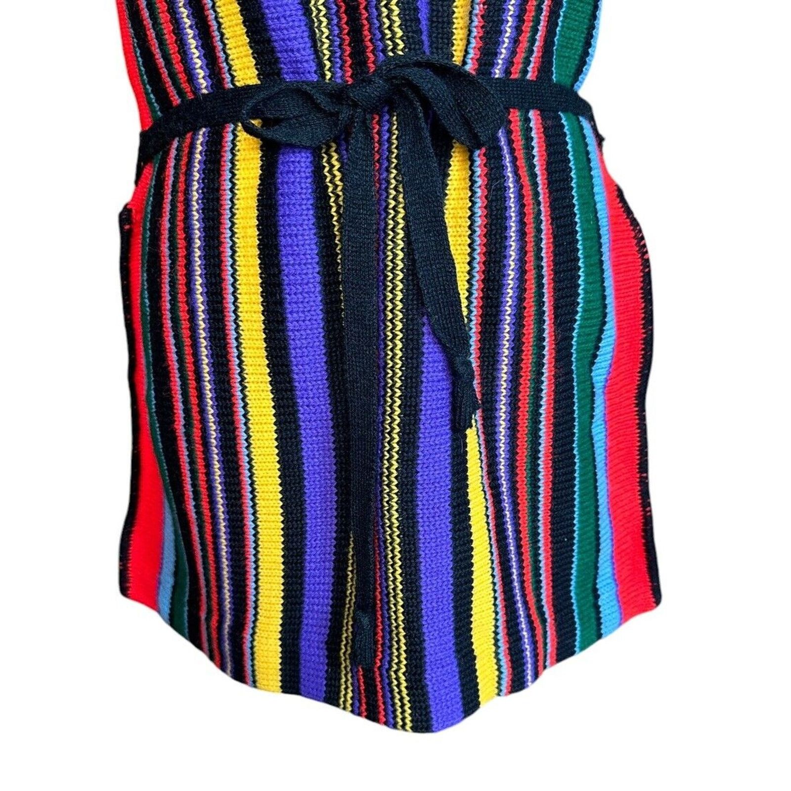 Other Vtg 70s Rainbow Striped Tunic Sweater Short Sleeve Belted S? Size S / US 4 / IT 40 - 4 Thumbnail