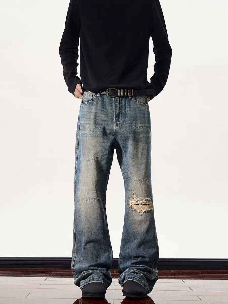 Japanese Brand × Jean High street ripped patched and distressed micro flared jeans Size US 34 / EU 50 - 2 Thumbnail