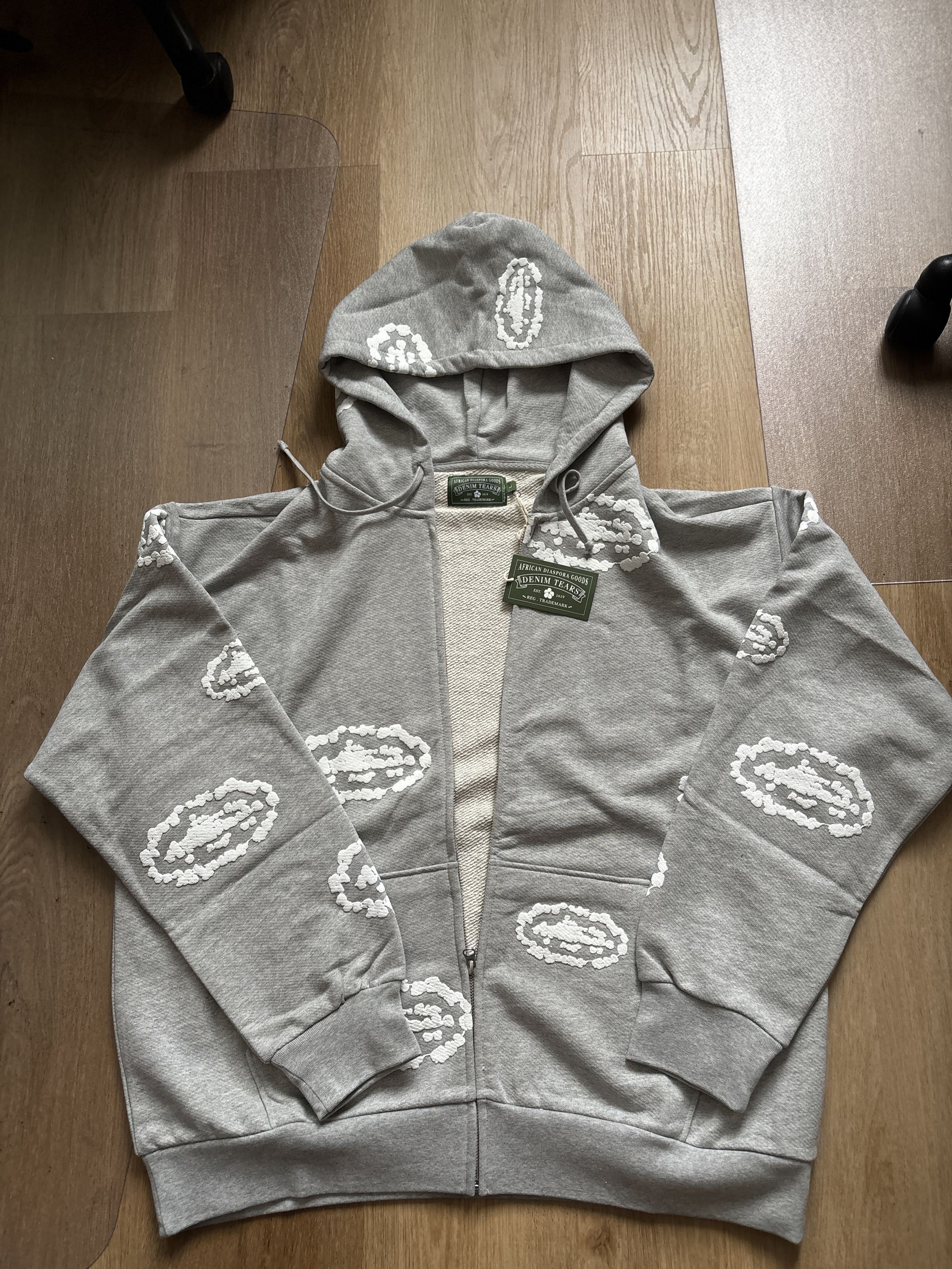DENIM TEARS Corteiz x Denim Tears Zip Hoodie Gray Size US L / EU 52-54 / 3 - 1 Thumbnail
