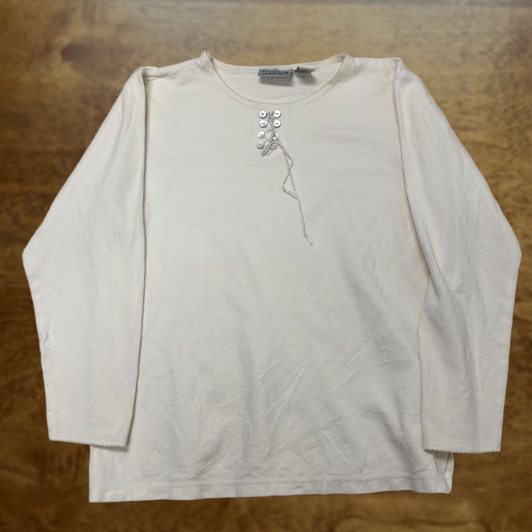 Vintage VINTAGE Portraits by Northern Isles Shirt Women Med White Long Sleeve Button Top Size M / US 6-8 / IT 42-44 - 1 Thumbnail