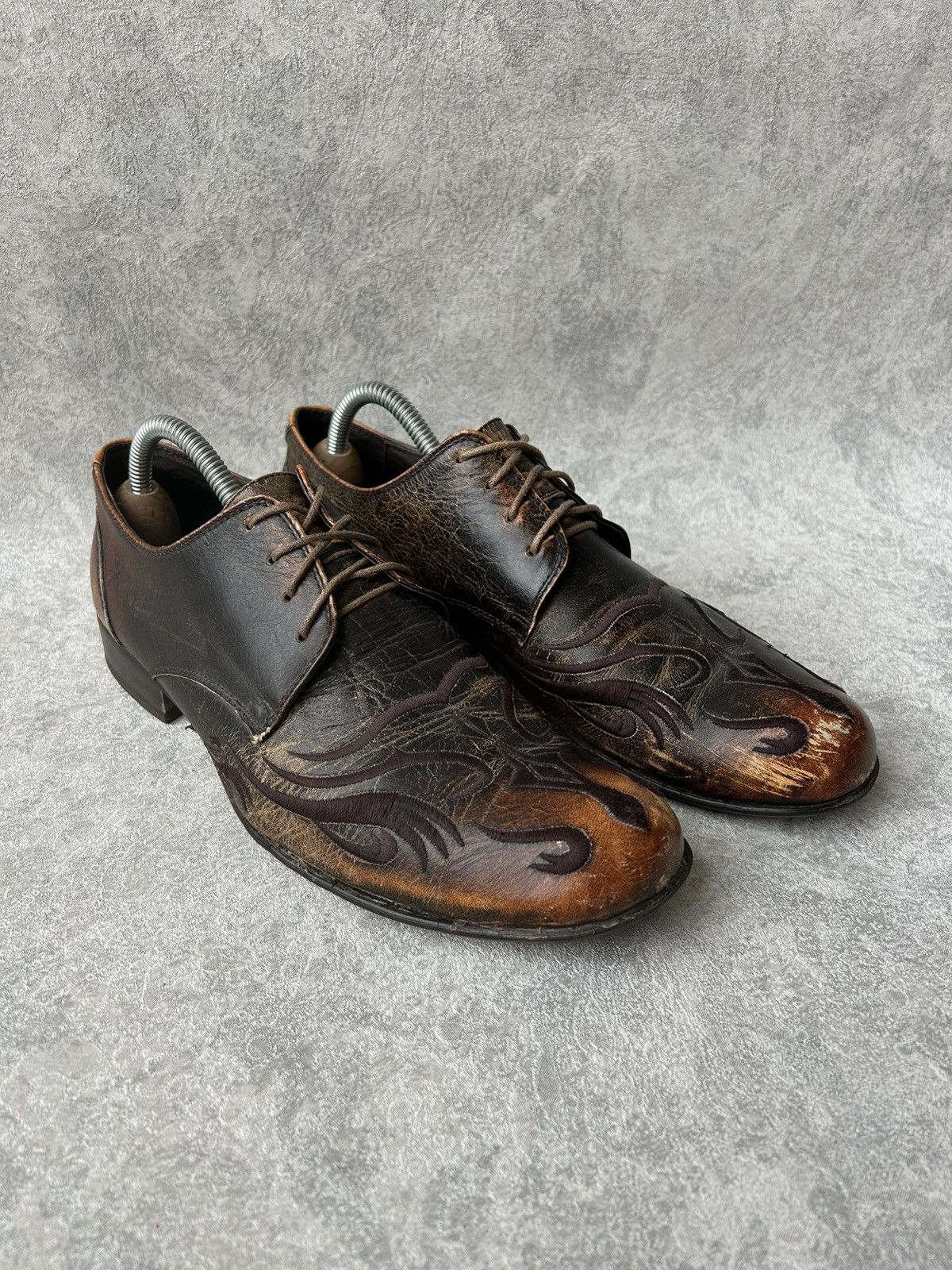 10 Corso Como Corso Como Y2K Western Flame Leather Derby Loafers Size US 8.5 / EU 41-42 - 2 Thumbnail