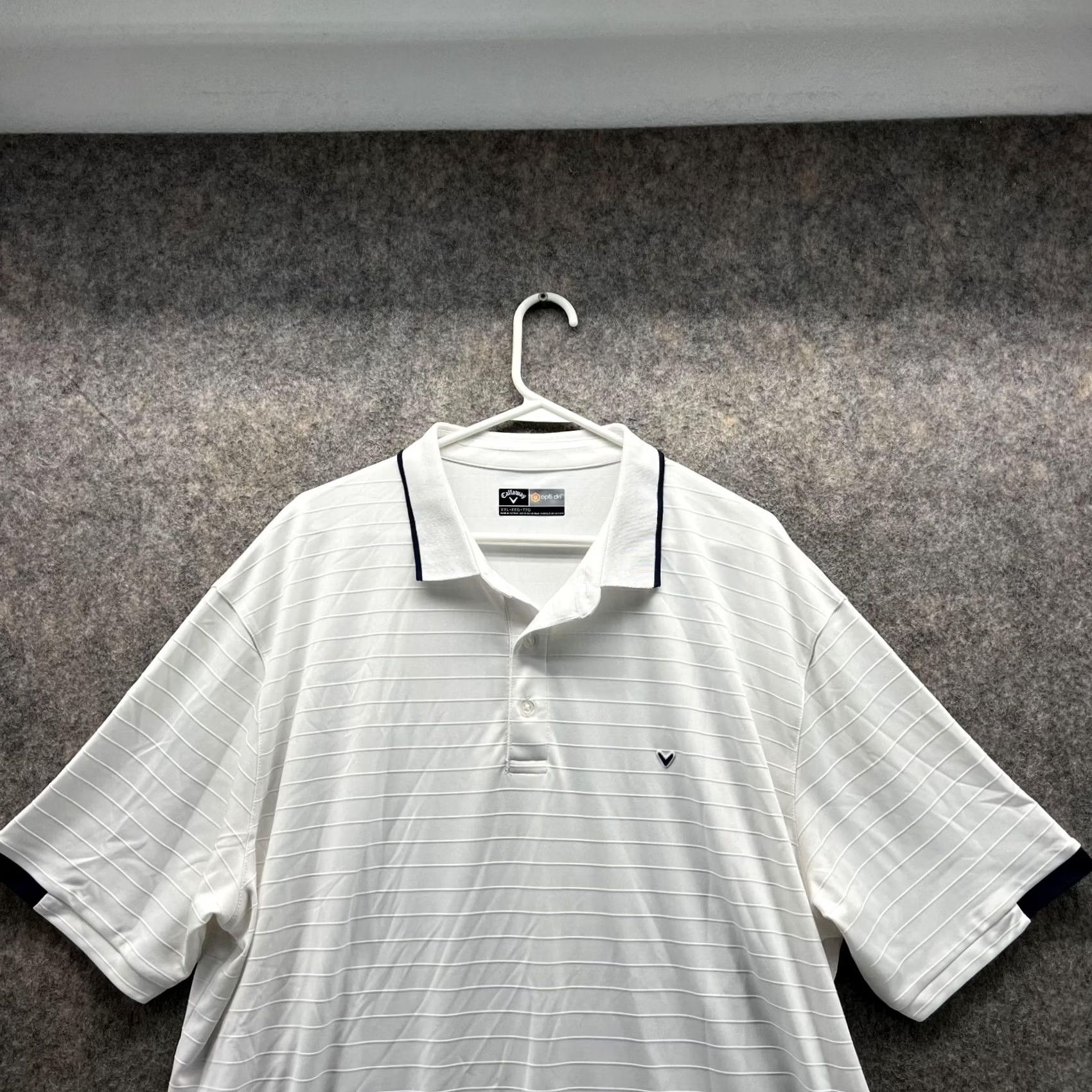 Callaway Callaway Polo Shirt Men XXL Adult White Striped Preppy Dri Polyester Short Sleeve Button Collar Size US XXL / EU 58 / 5 - 2 Thumbnail