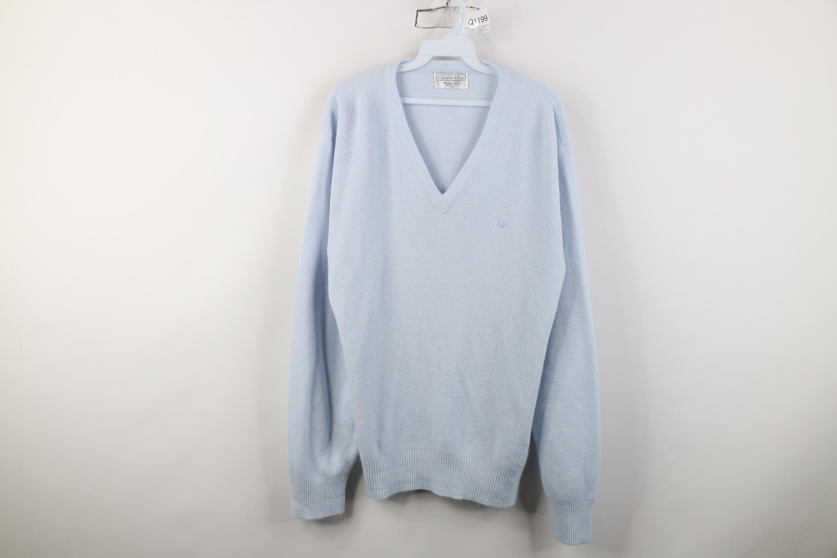 Christian Dior Monsieur Vintage 90s Christian Dior Thermal Sweater Carolina Blue USA Size US XL / EU 56 / 4 - 1 Thumbnail