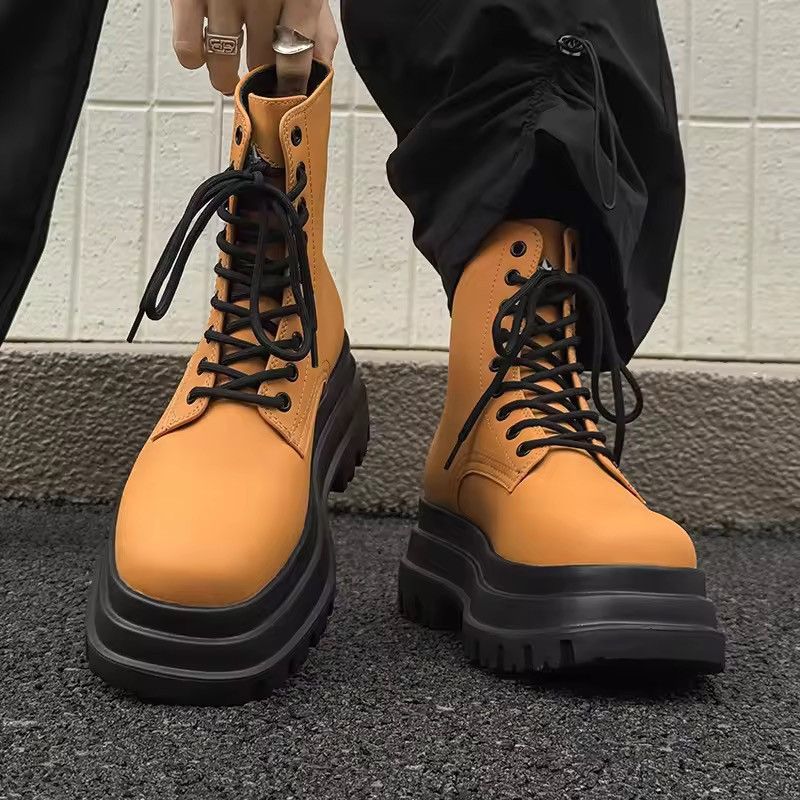 Japanese Brand Thick Soled High Top Men Pu Leather Boots Size US 6 / EU 39 - 5 Thumbnail