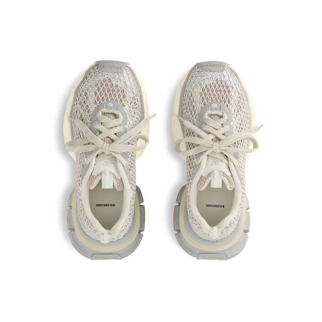 Balenciaga o1mt1gz0525 3XL Fishnet Sneakers in Eggshell Size US 12 / EU 45 - 6 Thumbnail