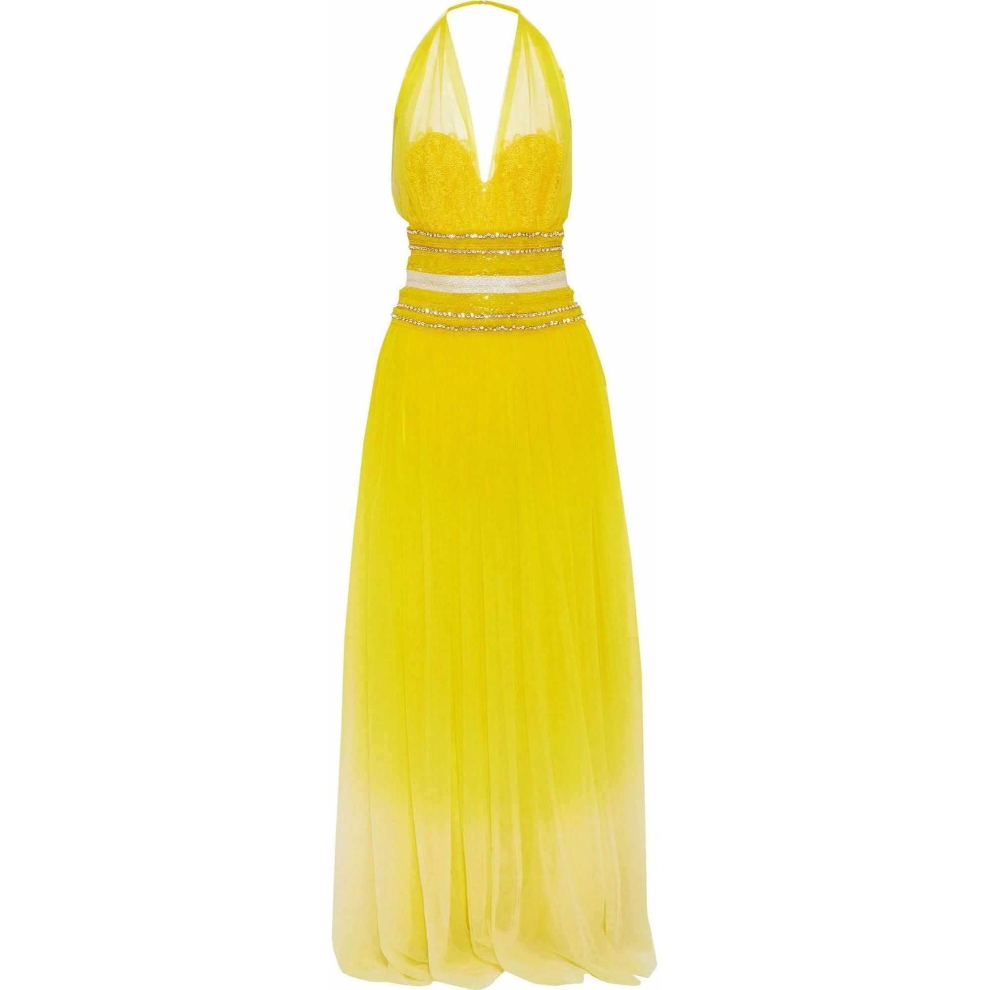 Naeem Khan Naeem Khan Runway Evening Gown Yellow Embellished US10 S2018 Size L / US 10 / IT 46 - 1 Thumbnail