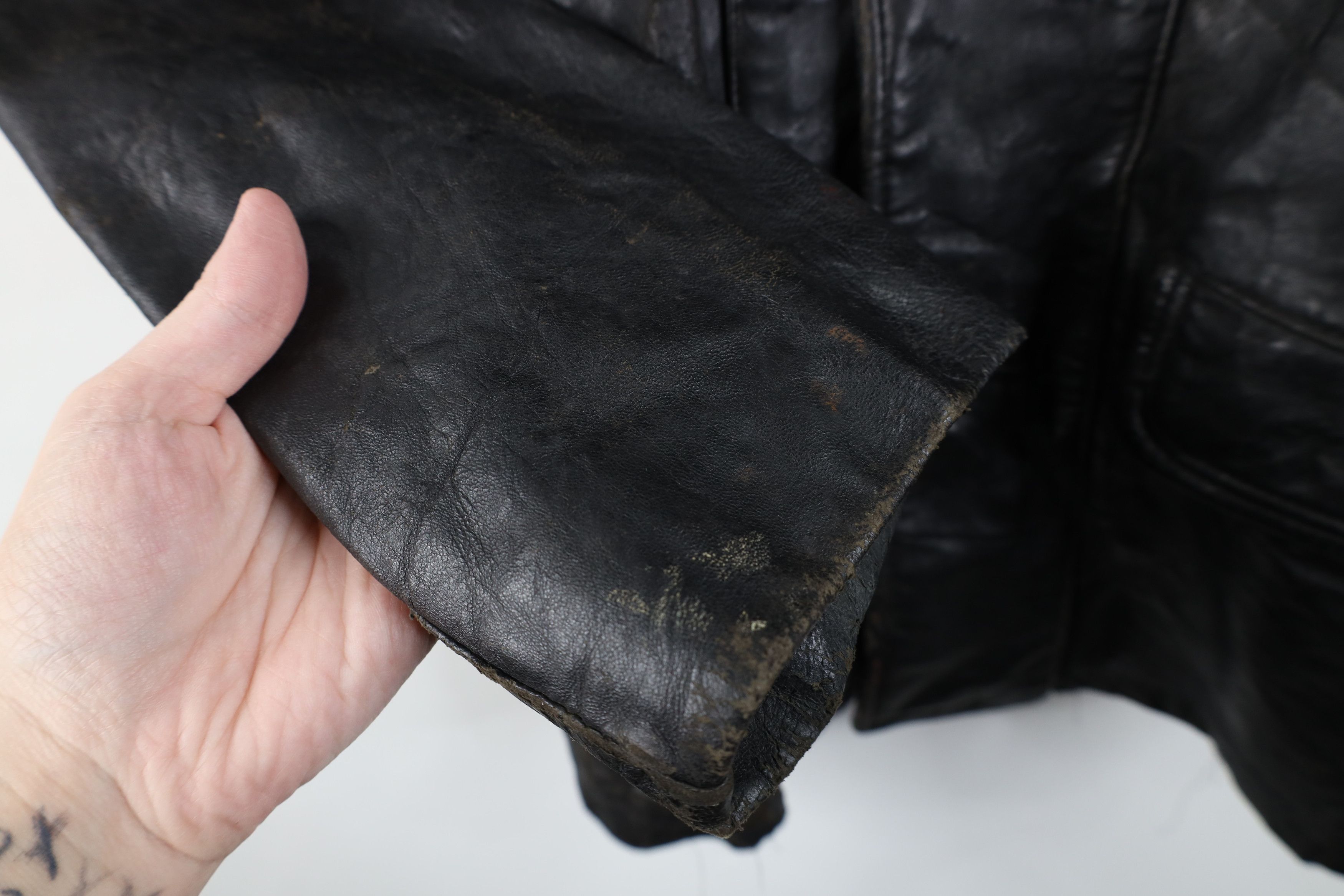 Vintage Vintage 70s Streetwear Leather Button Jacket Coat Black Size US S / EU 44-46 / 1 - 7 Thumbnail