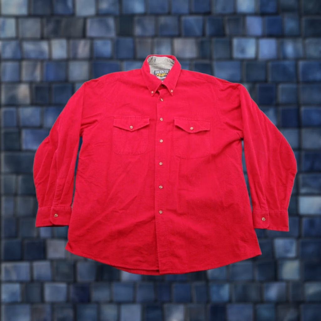 Vintage Backpacker VTG 90's Red Chamois Button Up Flannel Shirt Heavy LS Outdoor Read Shirt Mens L Red Flannel Button-Up Outdoor Vintage non Size US L / EU 52-54 / 3 - 1 Thumbnail
