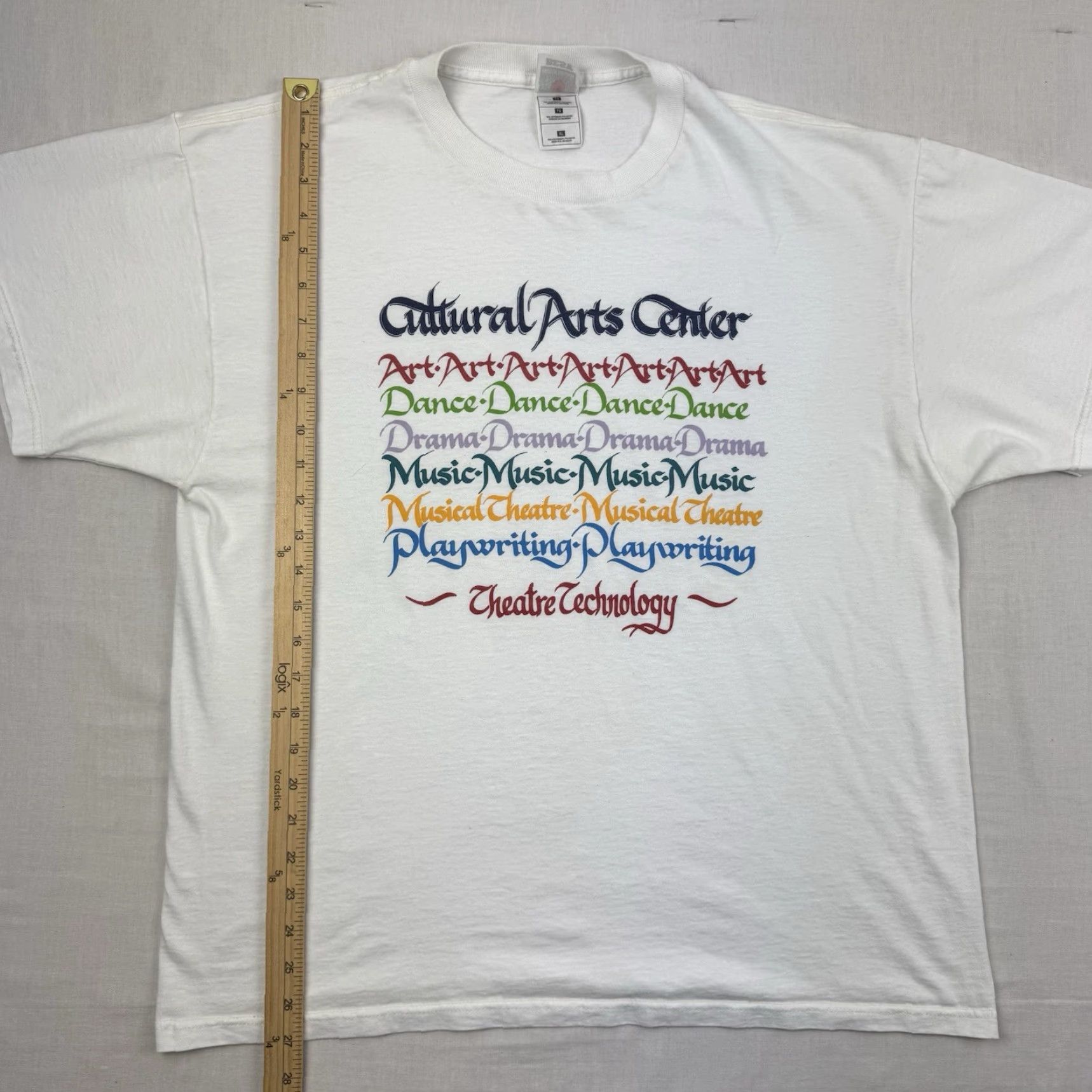 Fruit Of The Loom VINTAGE Fruit of the Loom T-Shirt Adult XL White Art 90s Drama Theater Music Dance Plays 90s Mens Shirts Size US XL / EU 56 / 4 - 5 Thumbnail