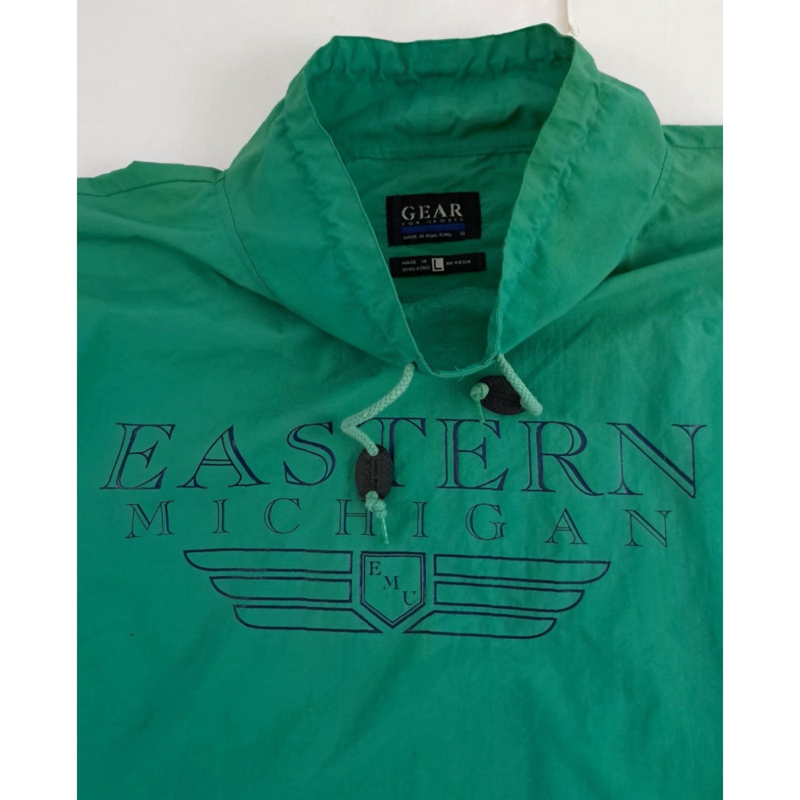 Vintage VINTAGE Eastern Michigan University Pullover Windbreaker Jacket L Unisex Adults Teal Nylon Golf University Gear FOR SPORTS/GEAR FOR SPORTS Size US L / EU 52-54 / 3 - 3 Thumbnail