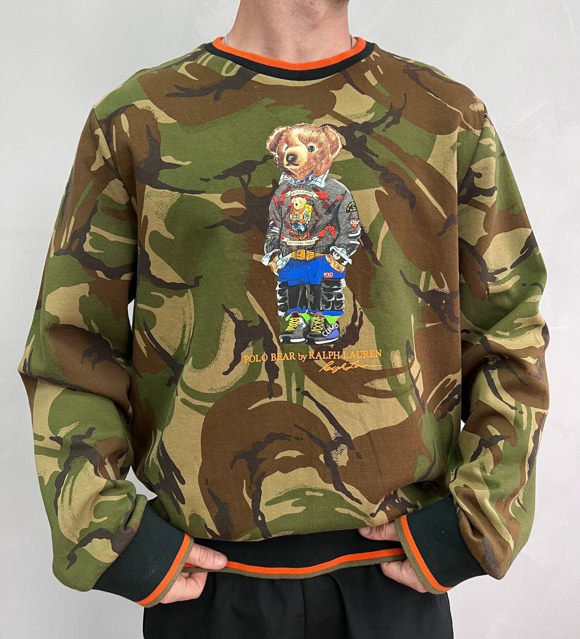 Polo bear camo sweatshirt sale