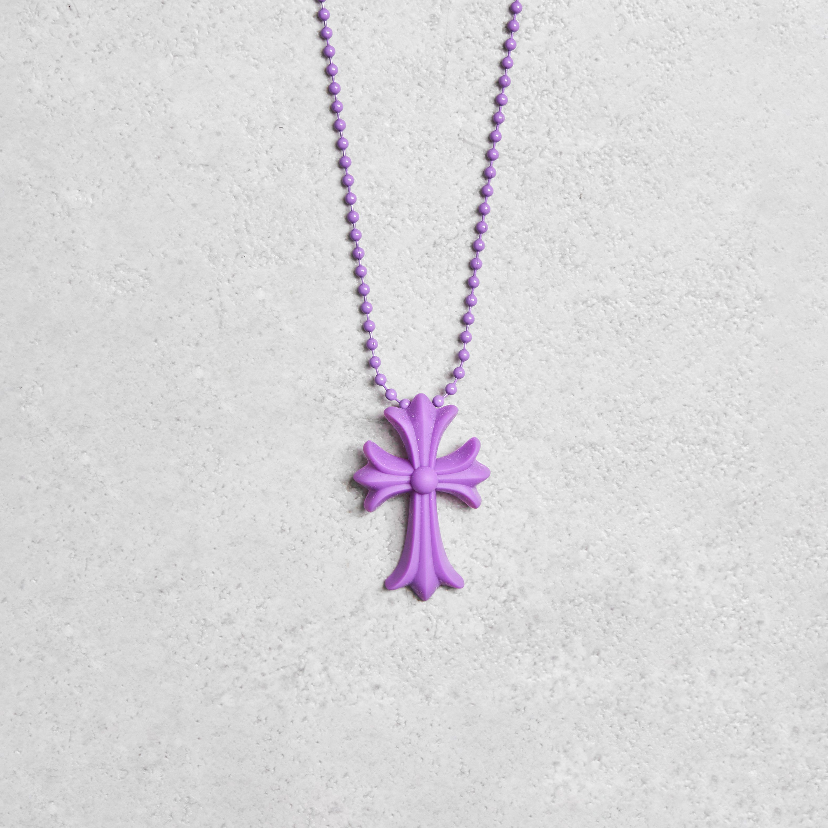 Chrome Hearts Chrome Hearts Silicrome Cross Necklace Purple Size ONE SIZE - 1 Thumbnail